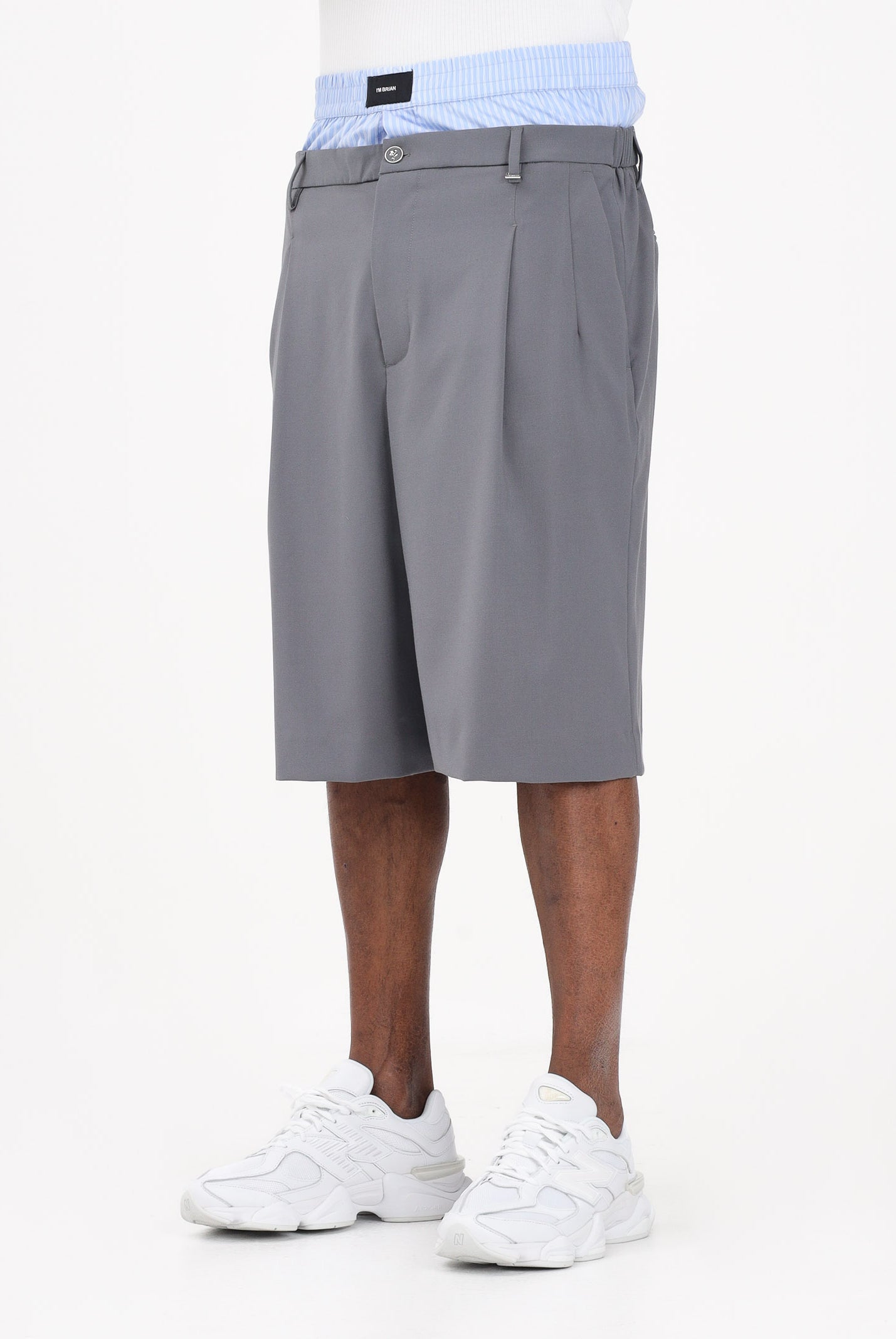 I'M BRIAN Bermuda grigio da uomo con elastico in cotone BE3682 GRIG I'M BRIAN