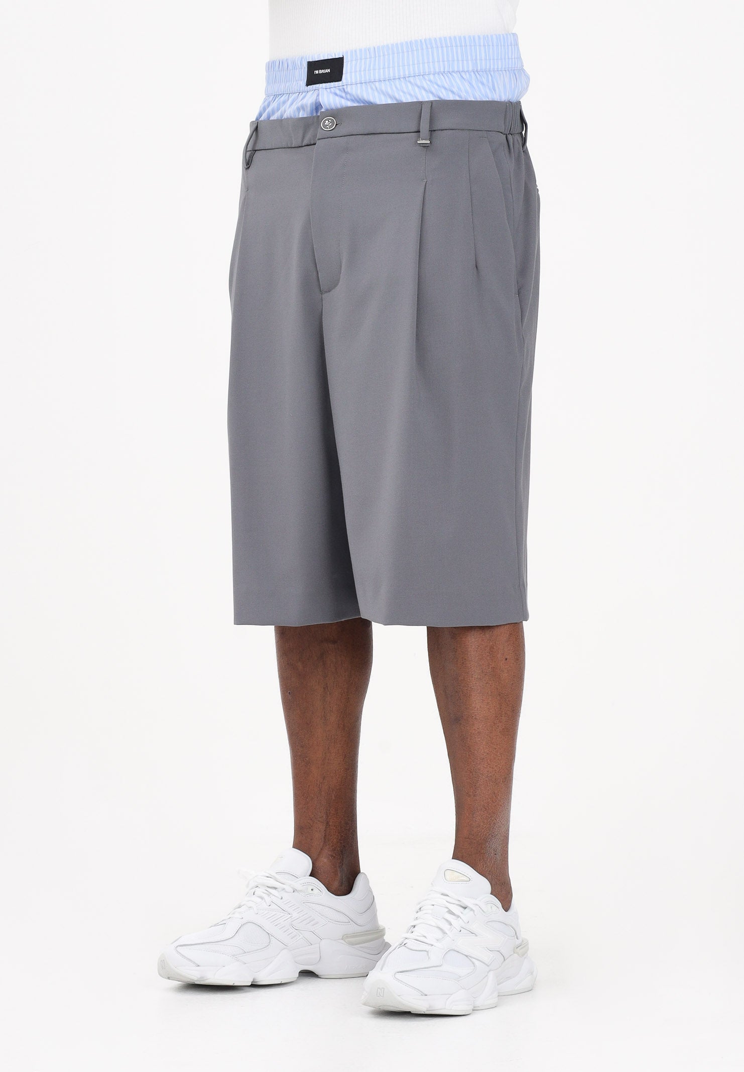I'M BRIAN Bermuda grigio da uomo con elastico in cotone BE3682 GRIG I'M BRIAN