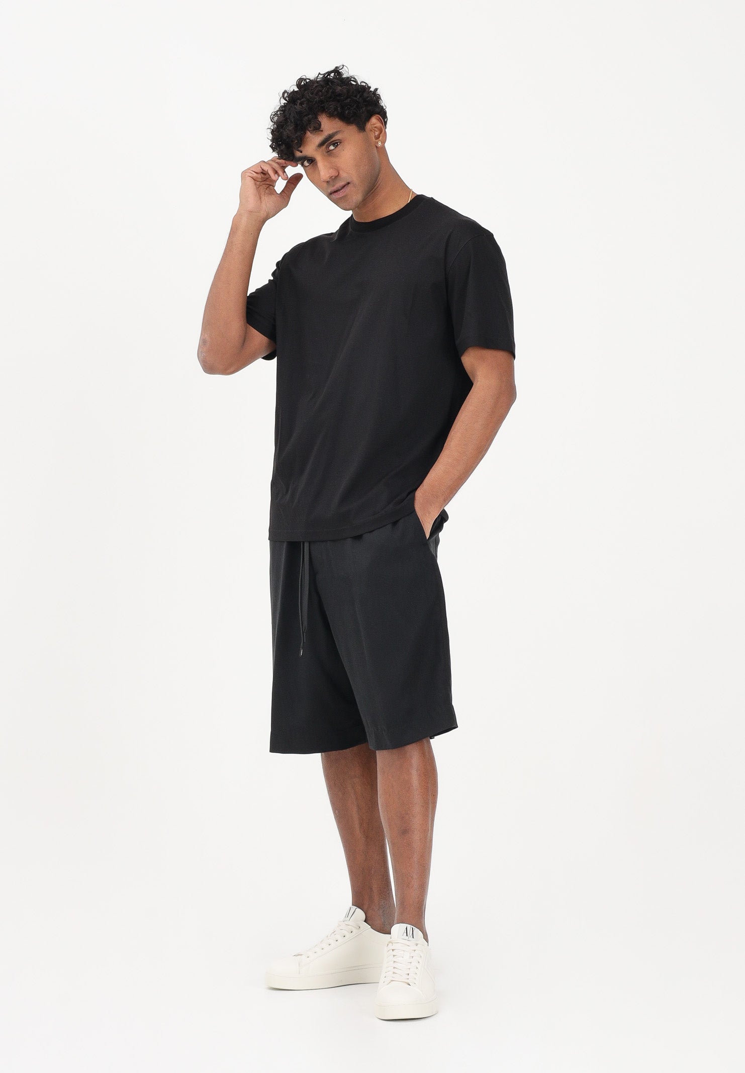 I'M BRIAN Shorts in lino nero da uomo BE3695 009 I'M BRIAN