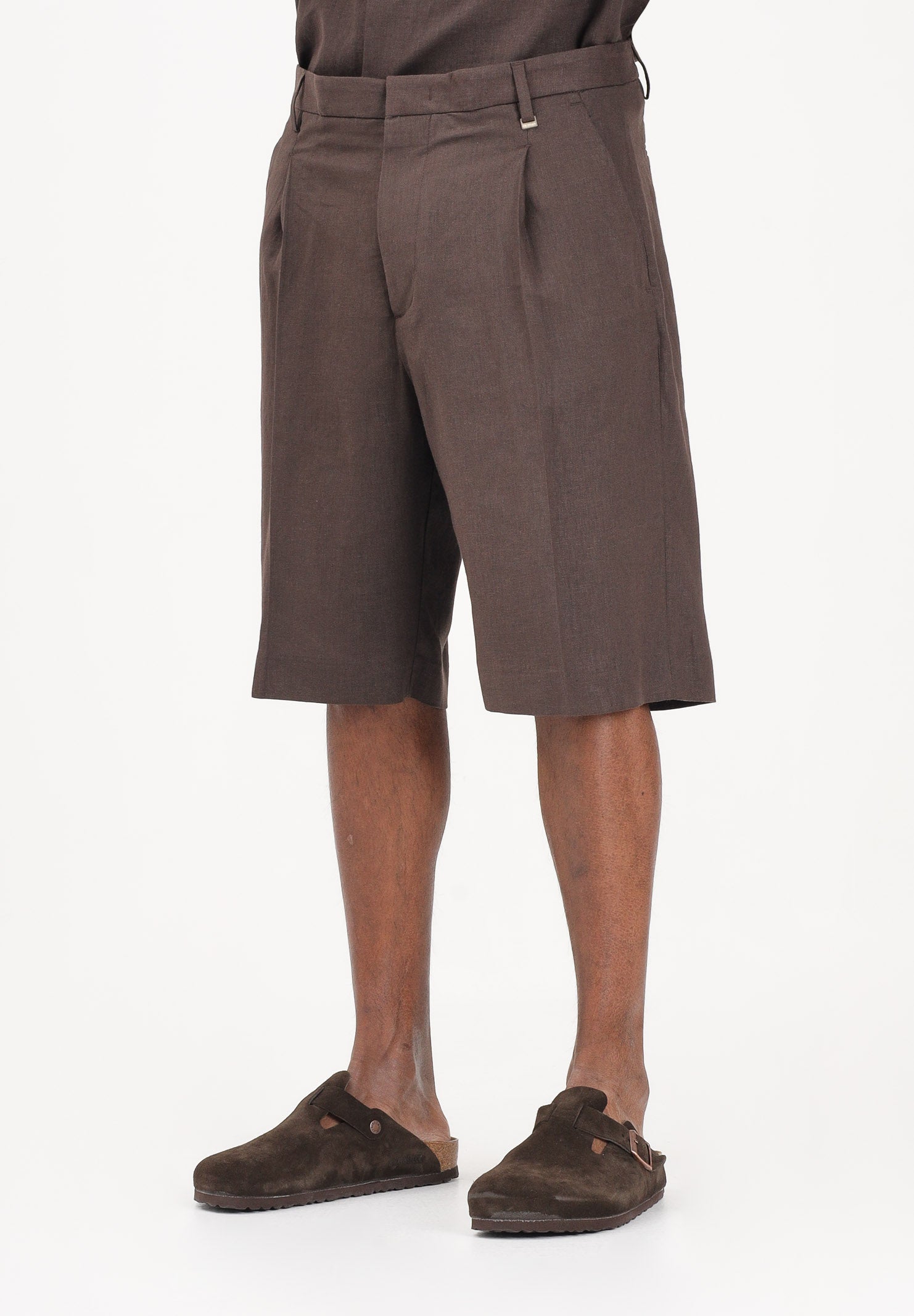 I'M BRIAN Shorts in lino marrone da uomo BE3705 MO I'M BRIAN
