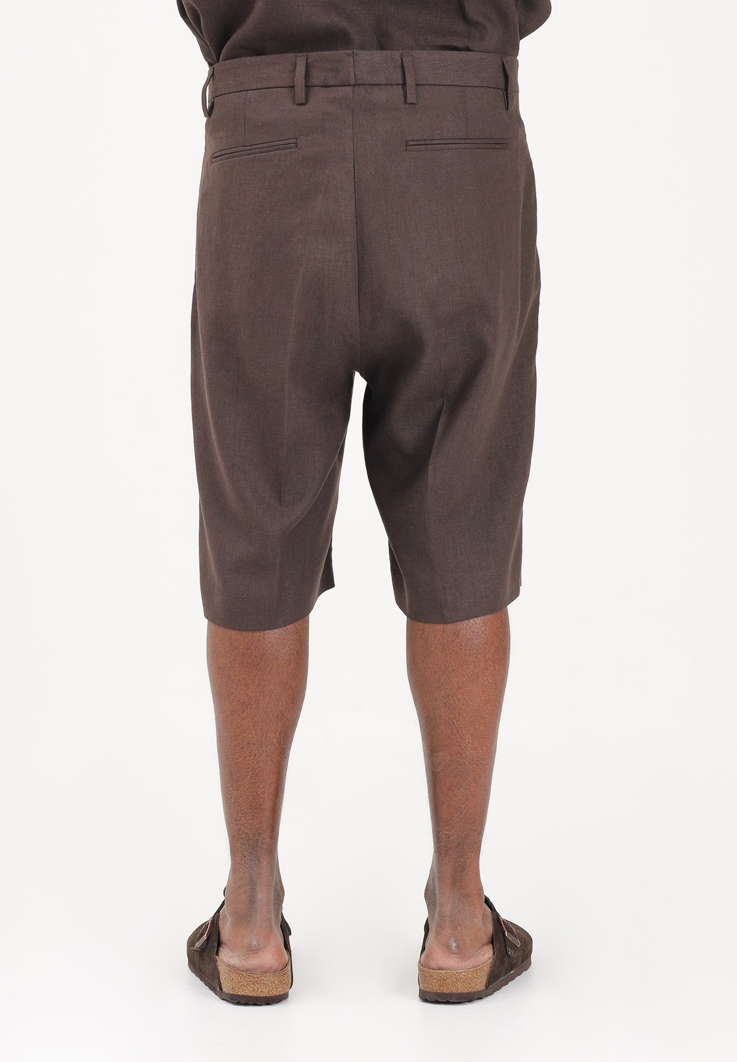 I'M BRIAN Shorts in lino marrone da uomo BE3705 MO I'M BRIAN