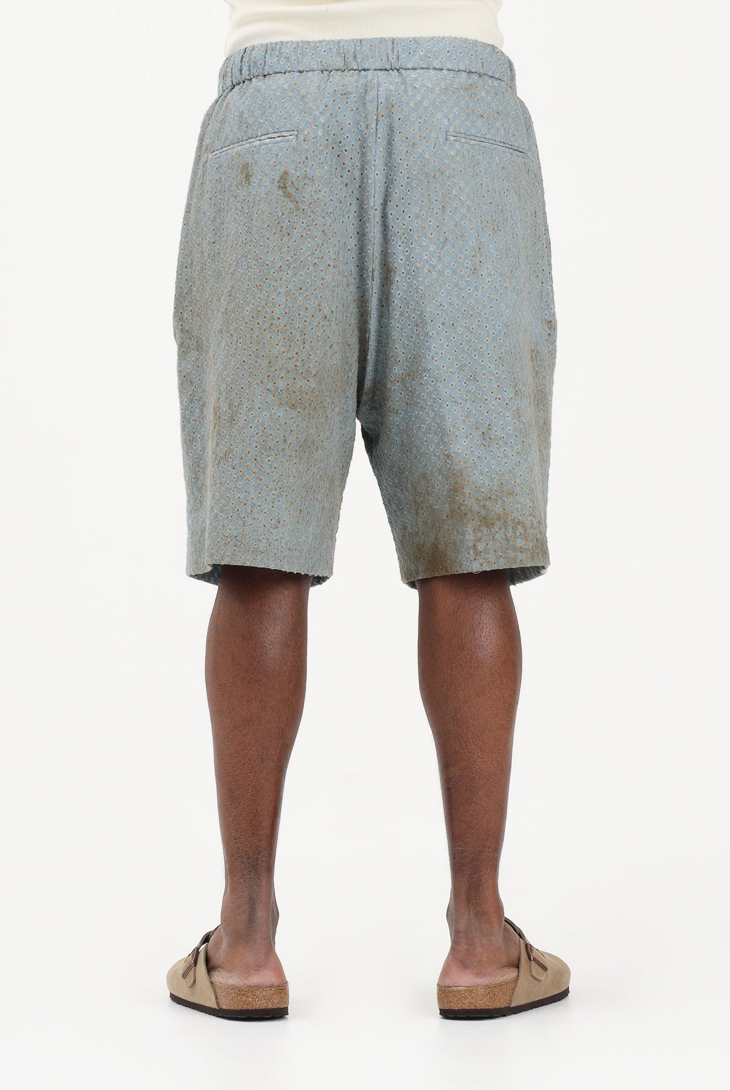 I'M BRIAN Shorts celeste da uomo con micro-lavorazione traforata BE3715 0028 I'M BRIAN
