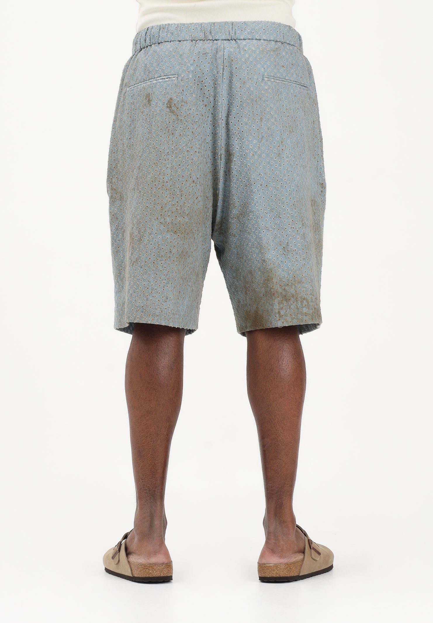 I'M BRIAN Shorts celeste da uomo con micro-lavorazione traforata BE3715 0028 I'M BRIAN