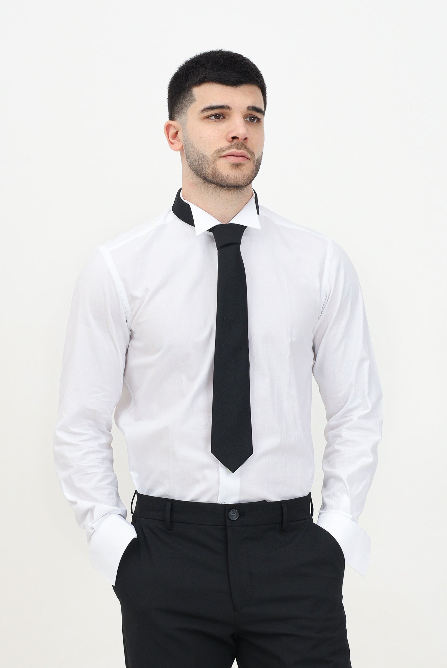 I'M BRIAN Camicia manica lunga bianca da uomo adatta per gemelli CA2939 BIANCO I'M BRIAN