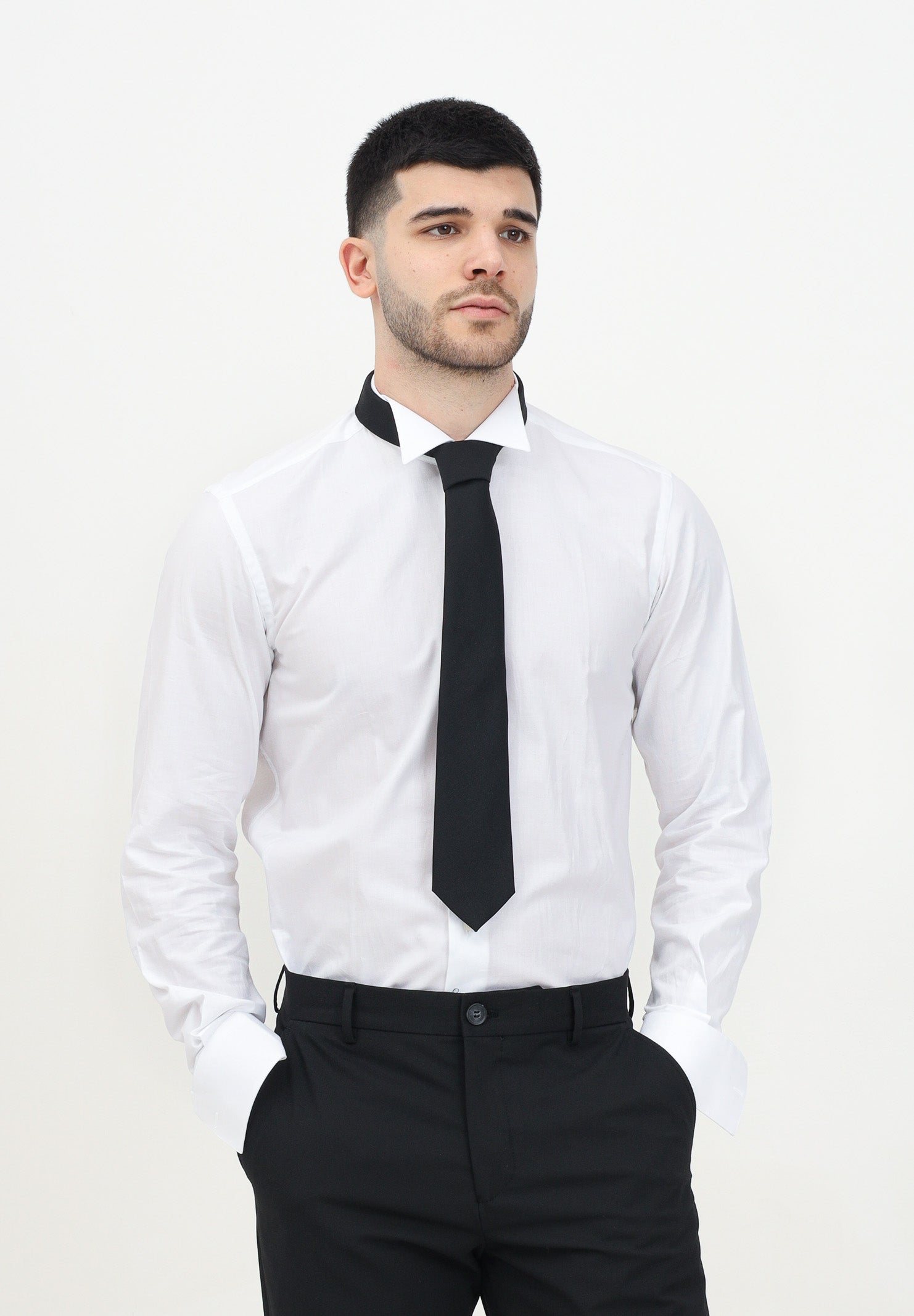 I'M BRIAN Camicia manica lunga bianca da uomo adatta per gemelli CA2939 BIANCO I'M BRIAN