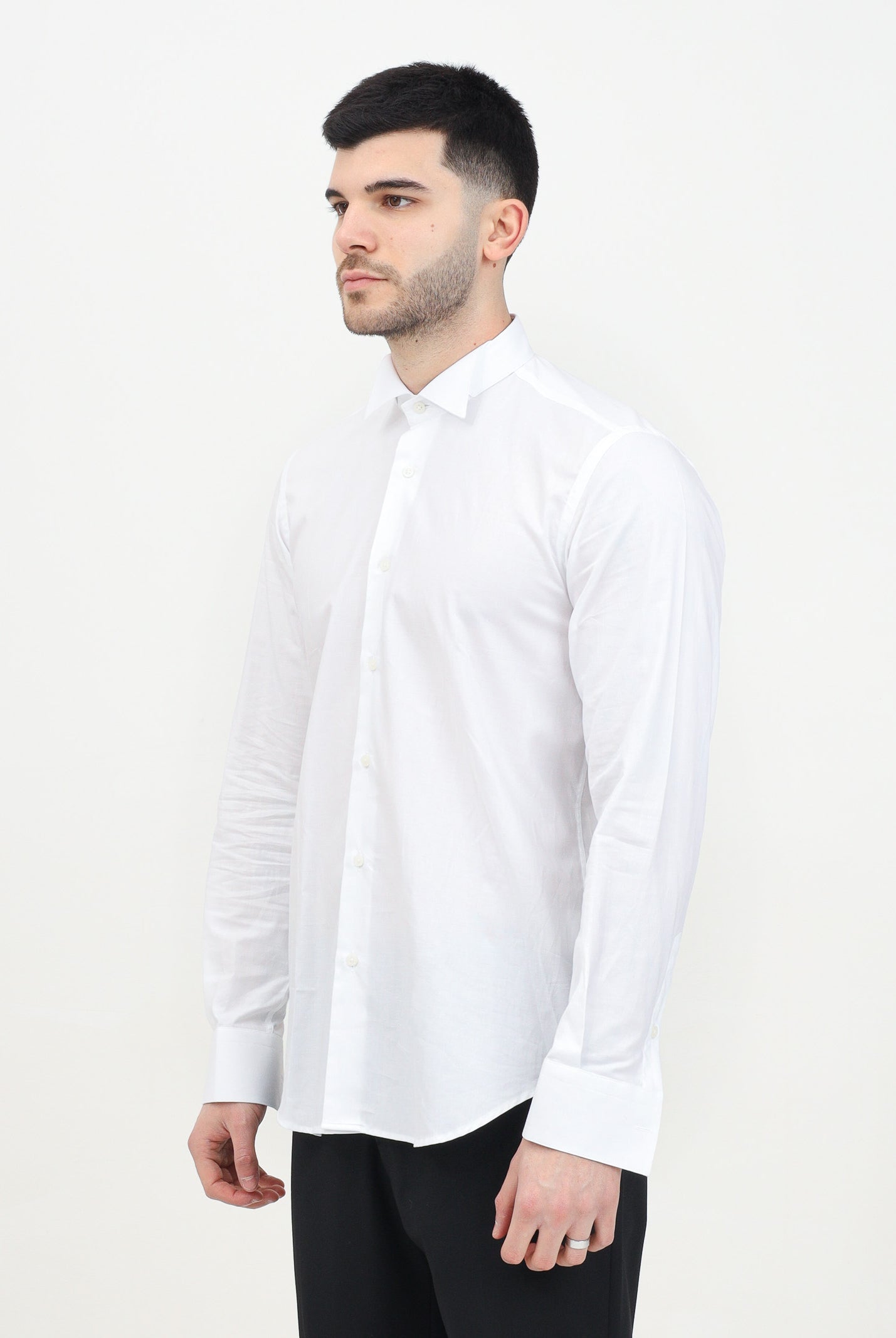 I'M BRIAN Camicia manica lunga bianca da uomo adatta per gemelli CA2939 BIANCO I'M BRIAN