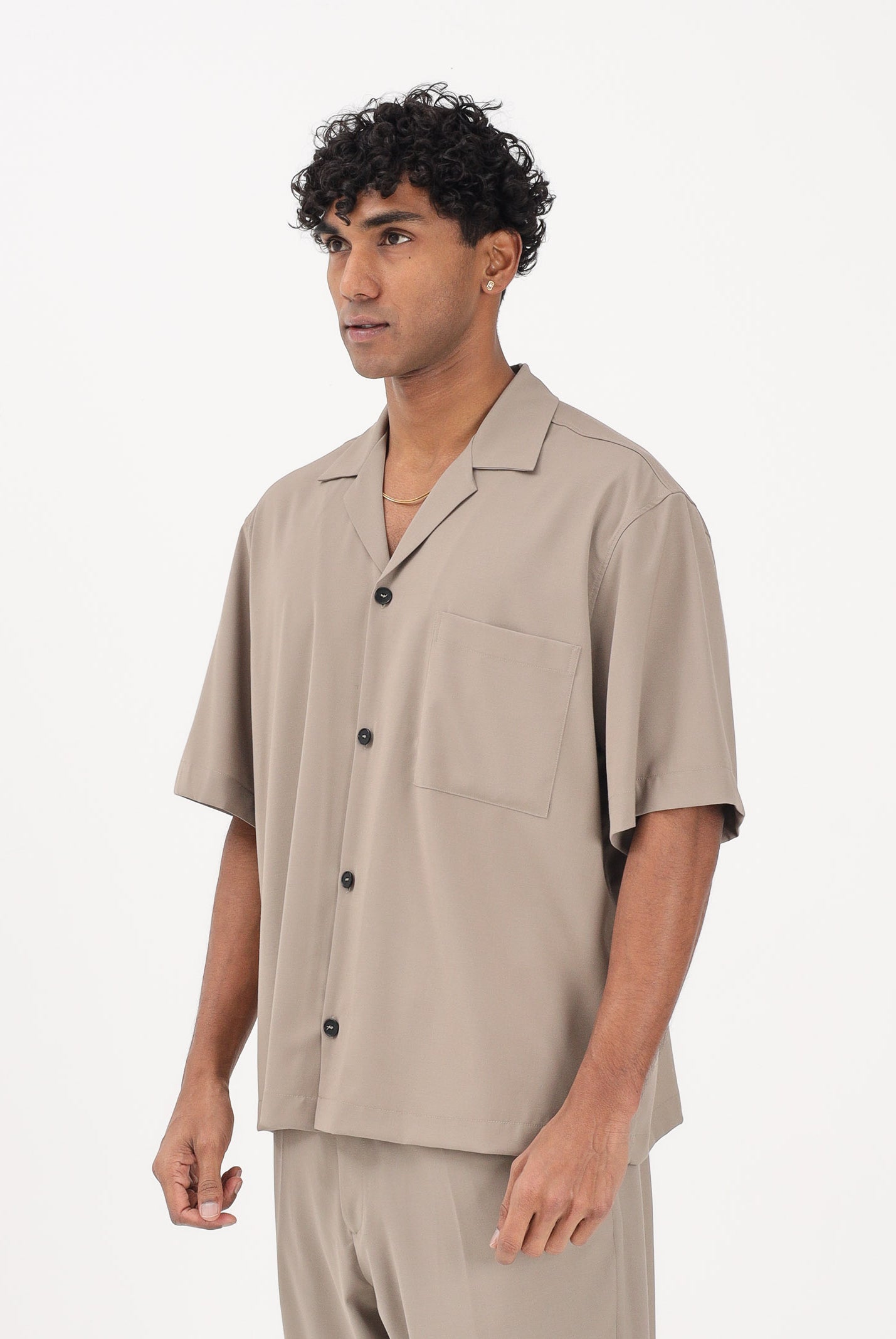 I'M BRIAN Camicia a manica corta beige da uomo CA3623 TA I'M BRIAN
