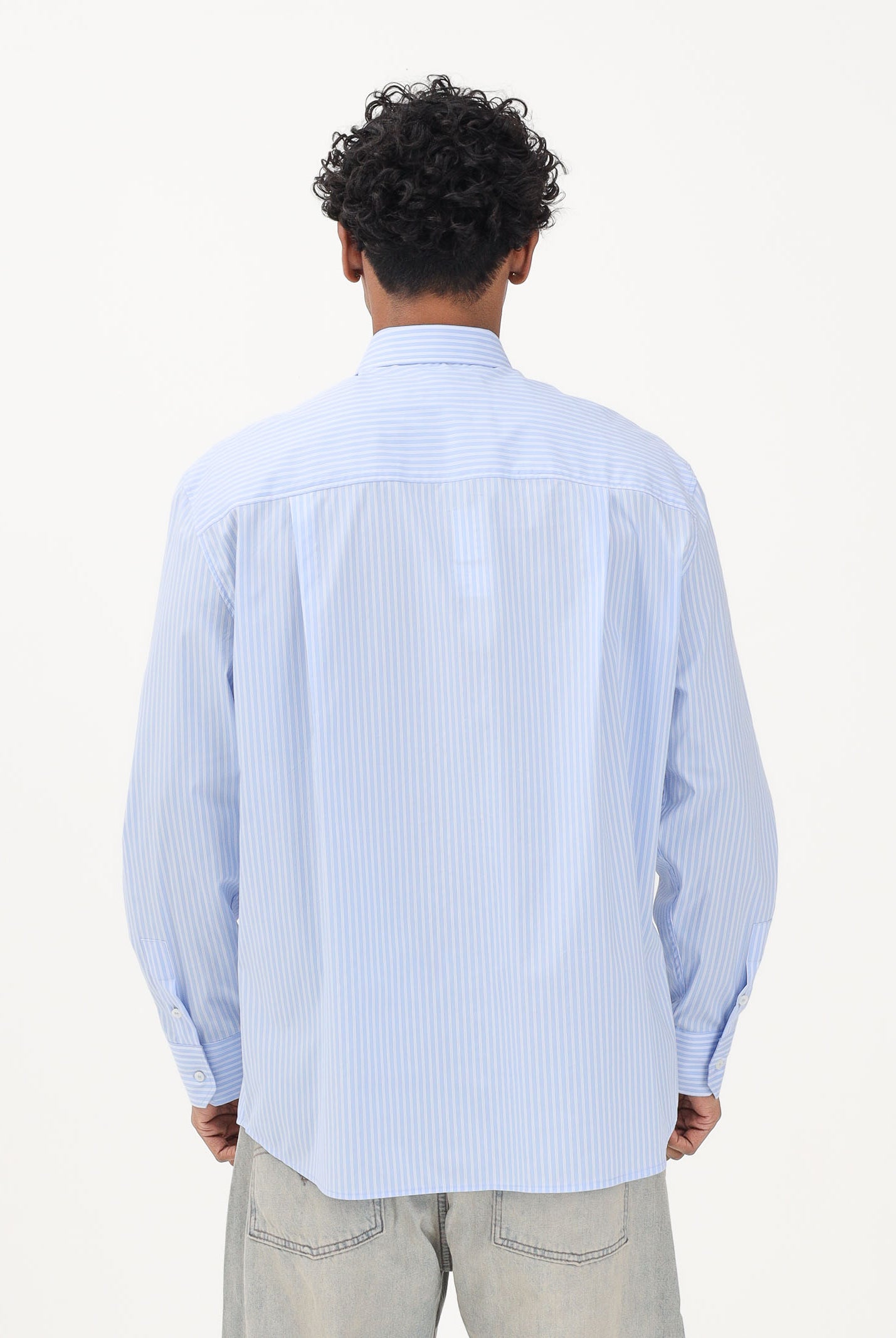 I'M BRIAN Camicia a manica lunga azzurra da uomo con motivo a righe CA3630 CEL I'M BRIAN