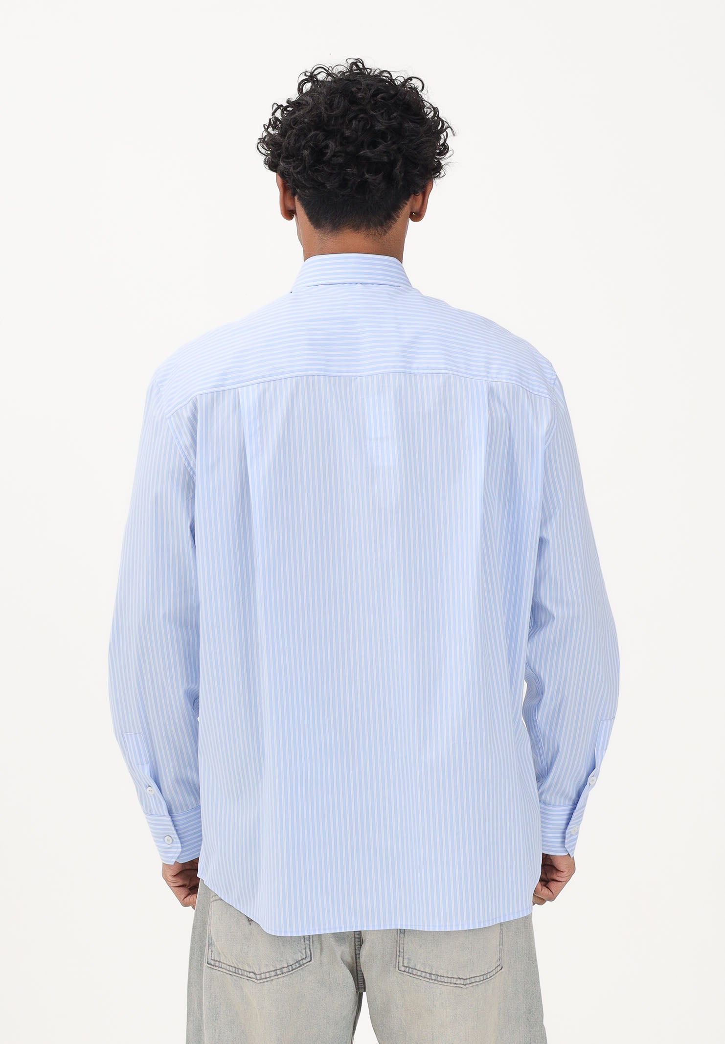 I'M BRIAN Camicia a manica lunga azzurra da uomo con motivo a righe CA3630 CEL I'M BRIAN
