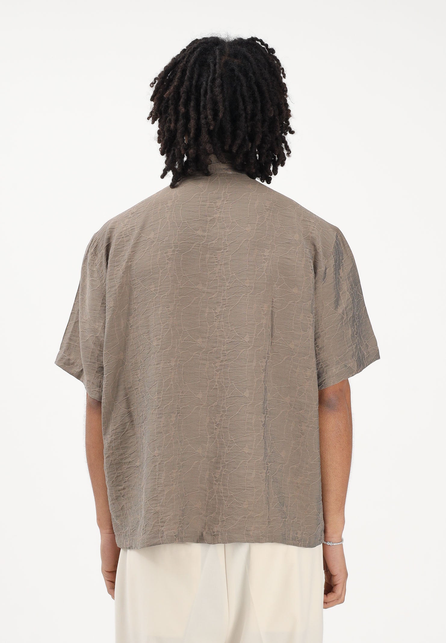 I'M BRIAN Camicia a manica corta fango da uomo con delicata texture CA3633 TA I'M BRIAN