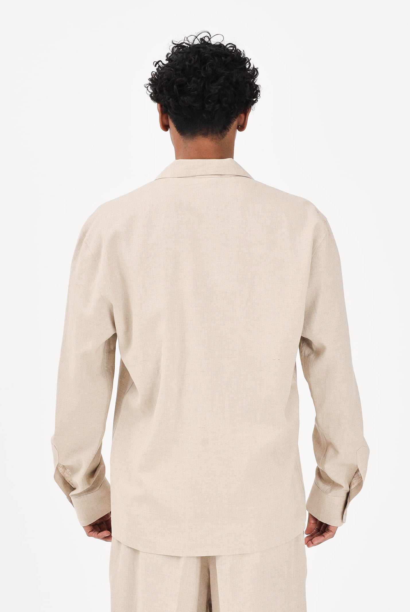 I'M BRIAN Camicia a manica lunga in lino beige da uomo CA3638 0025 I'M BRIAN