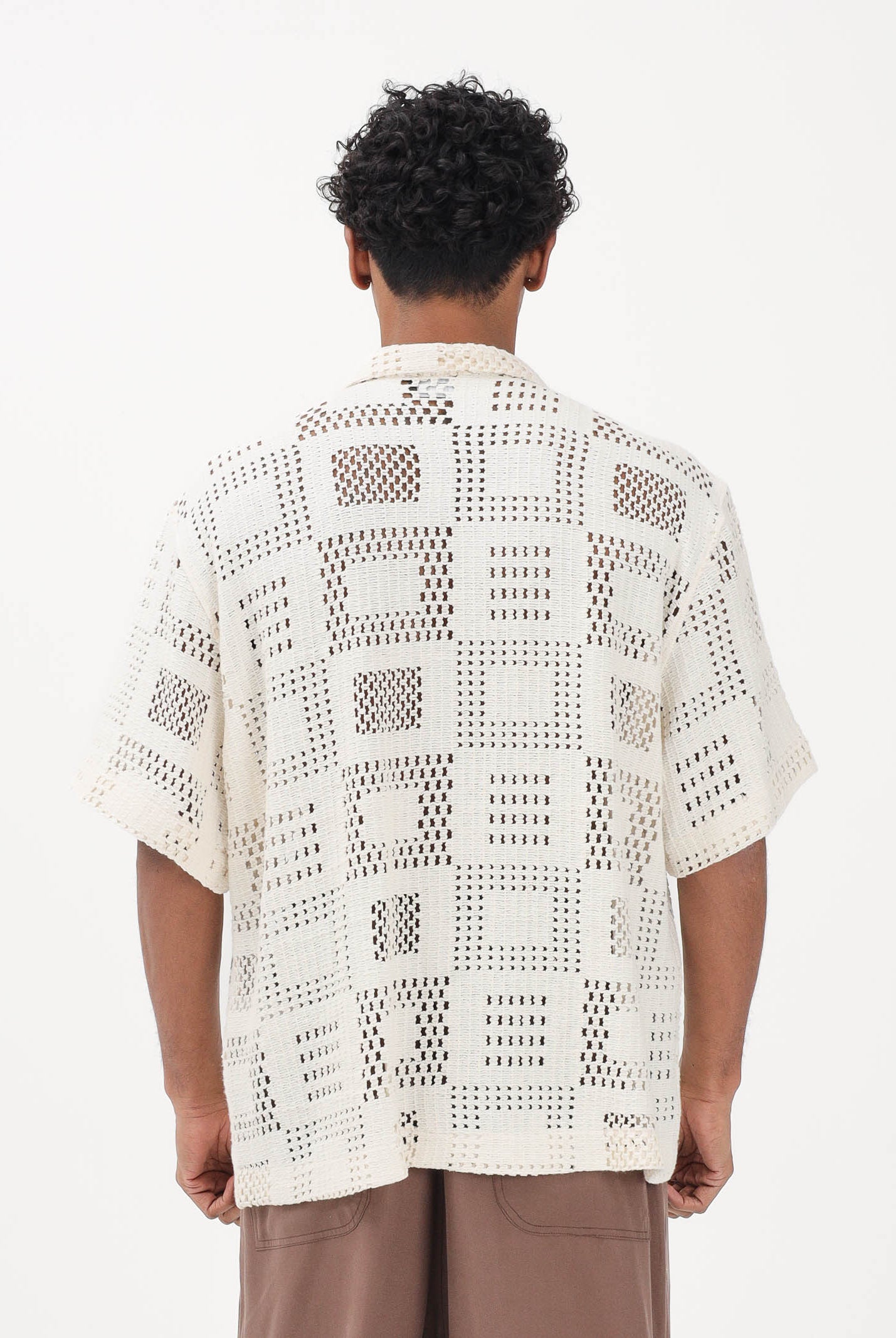 I'M BRIAN Camicia in maglia panna da uomo con lavorazione geometrica CA3641 PA I'M BRIAN