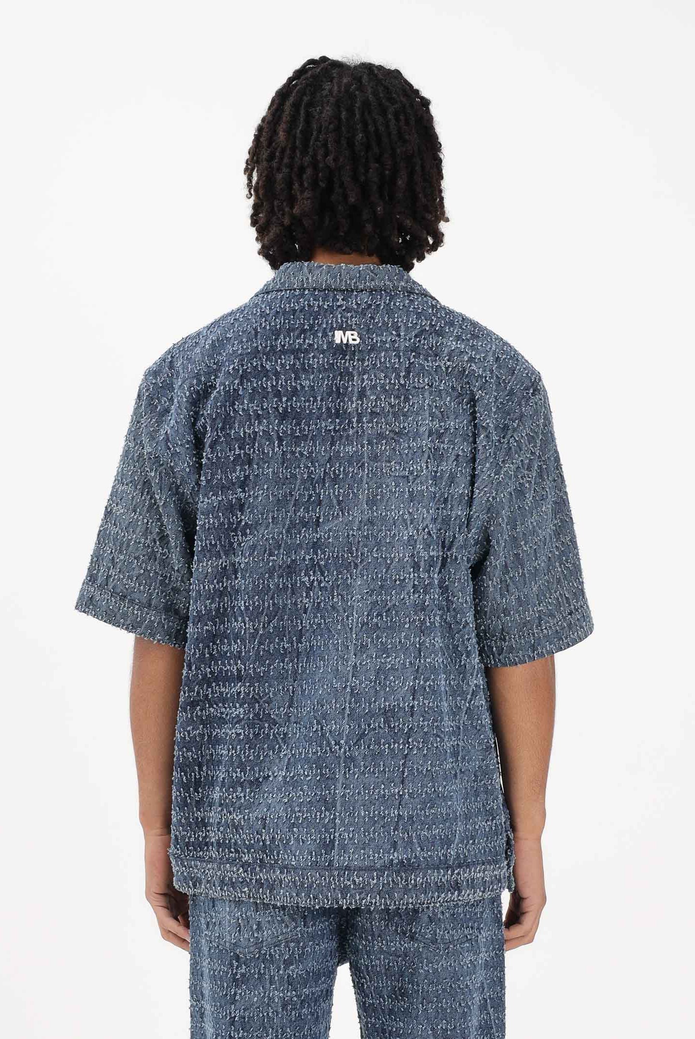 I'M BRIAN Camicia a manica corta in denim medio da uomo con lavorazione CA3649 0028 I'M BRIAN