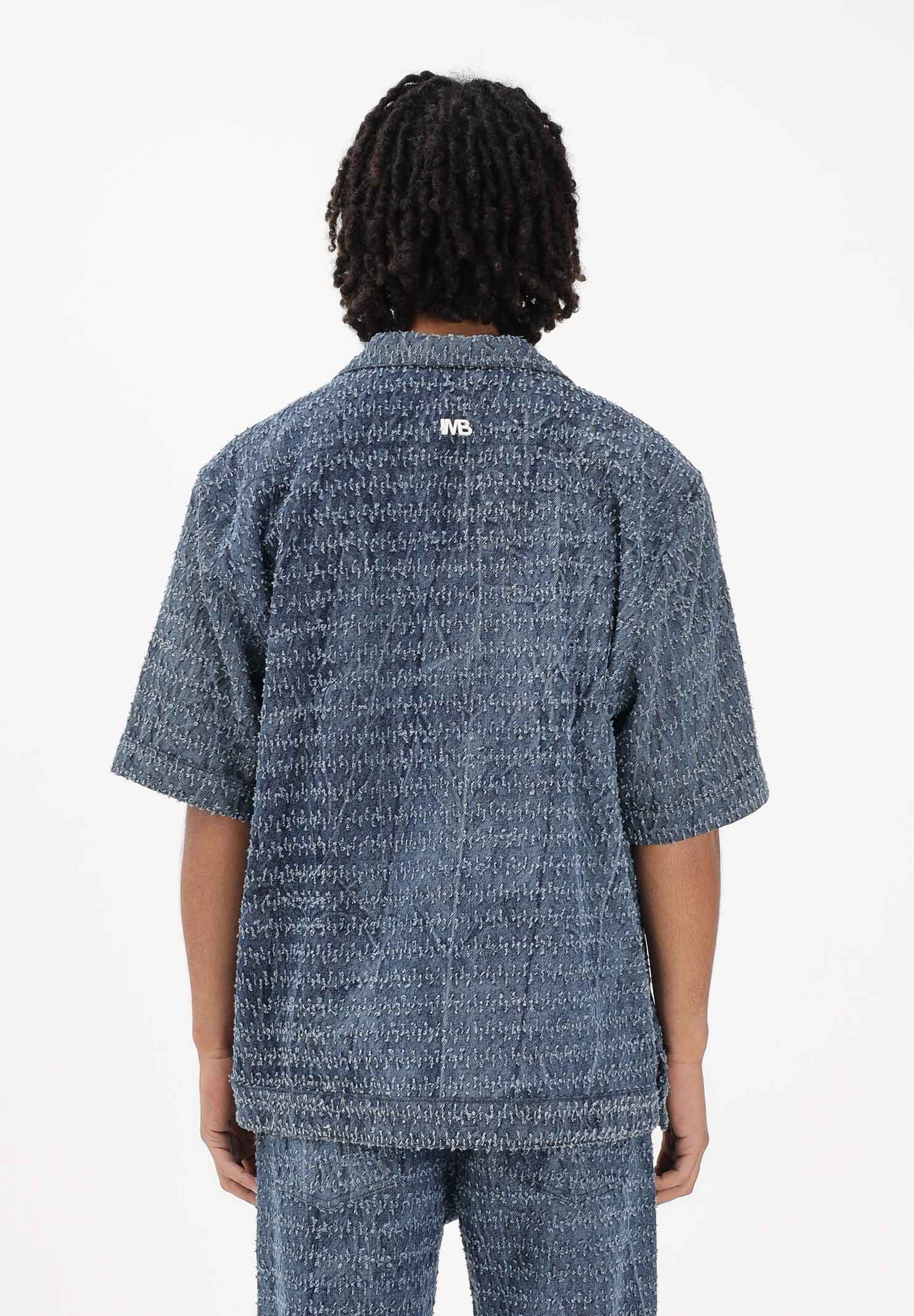 I'M BRIAN Camicia a manica corta in denim medio da uomo con lavorazione CA3649 0028 I'M BRIAN