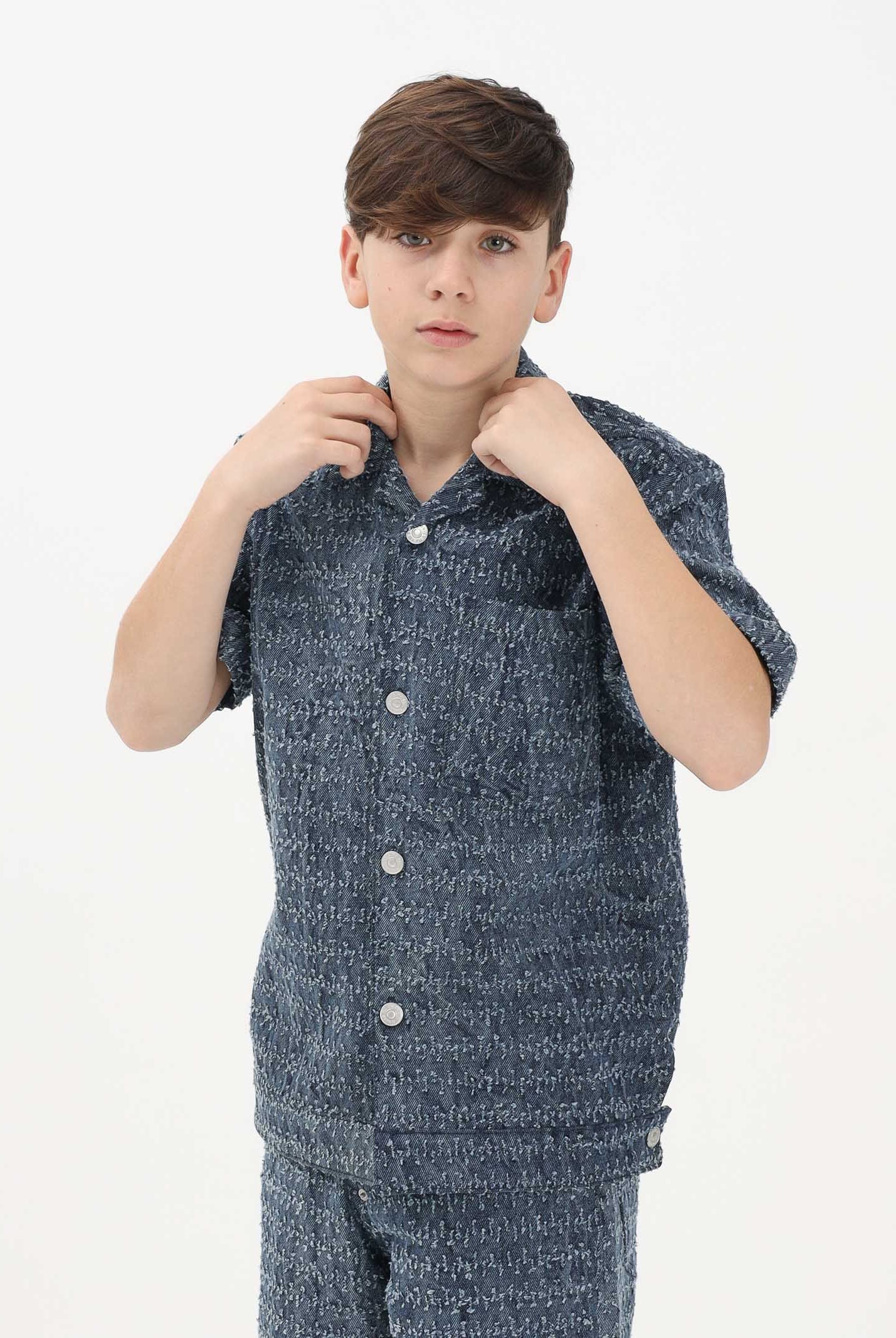 I'M BRIAN Camicia a manica corta in denim medio da bambino CA3649J 0028 I'M BRIAN