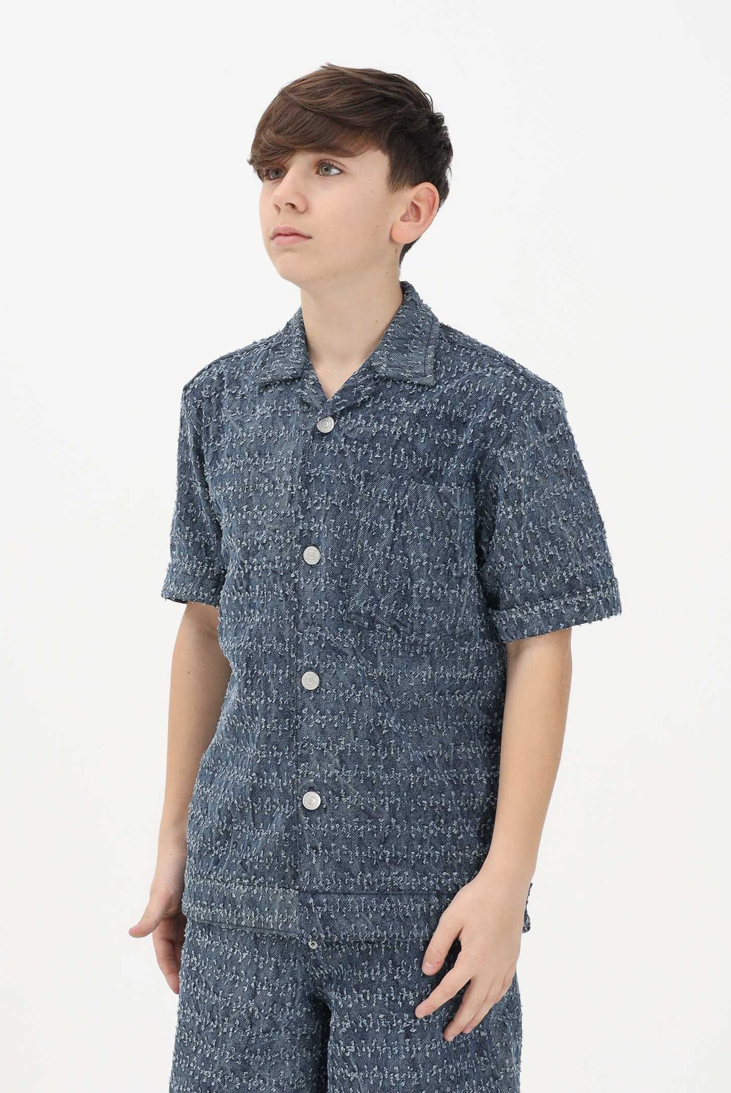 I'M BRIAN Camicia a manica corta in denim medio da bambino CA3649J 0028 I'M BRIAN