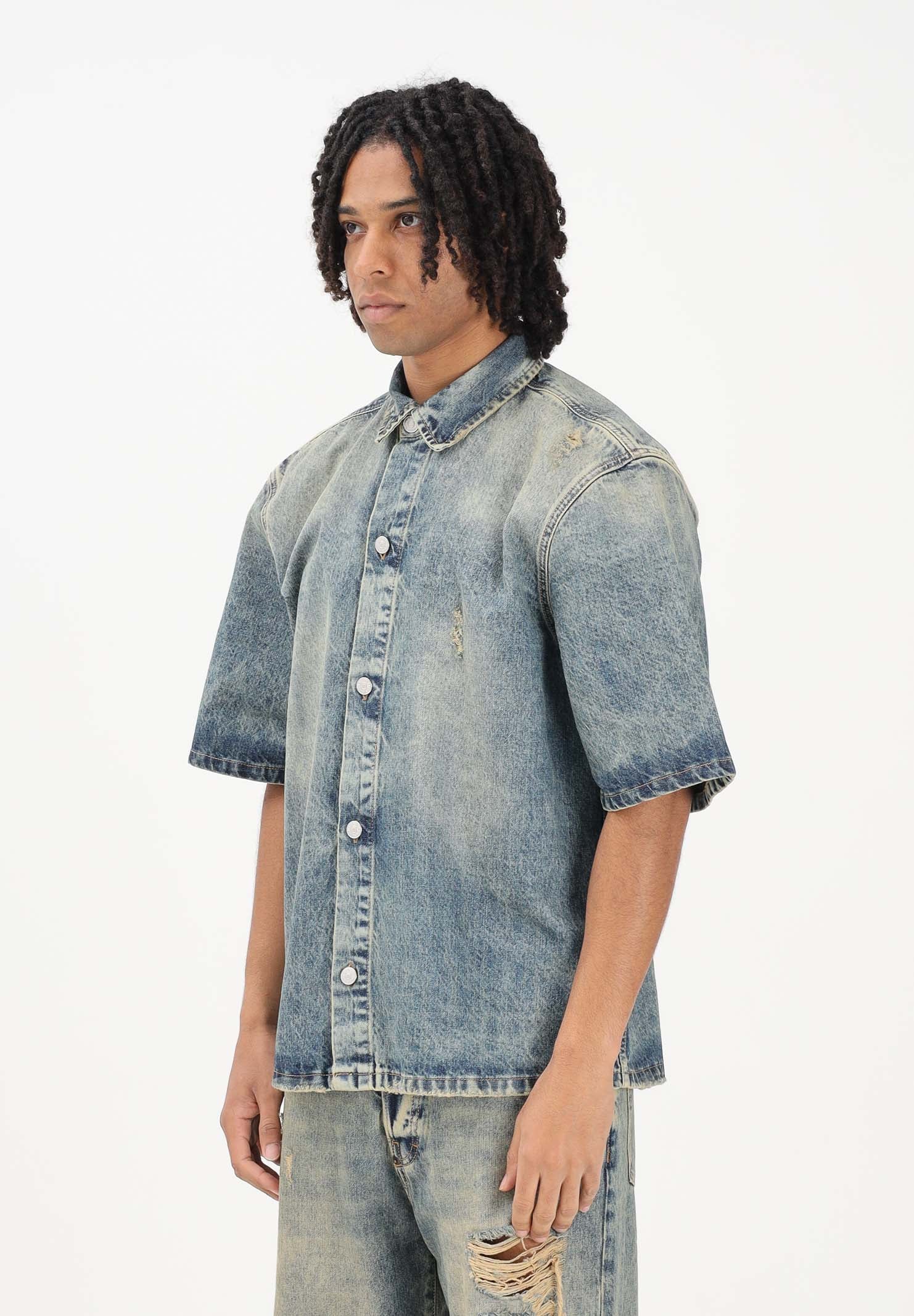 I'M BRIAN Camicia a manica corta in denim sabbiato da uomo CA3653 0028 I'M BRIAN