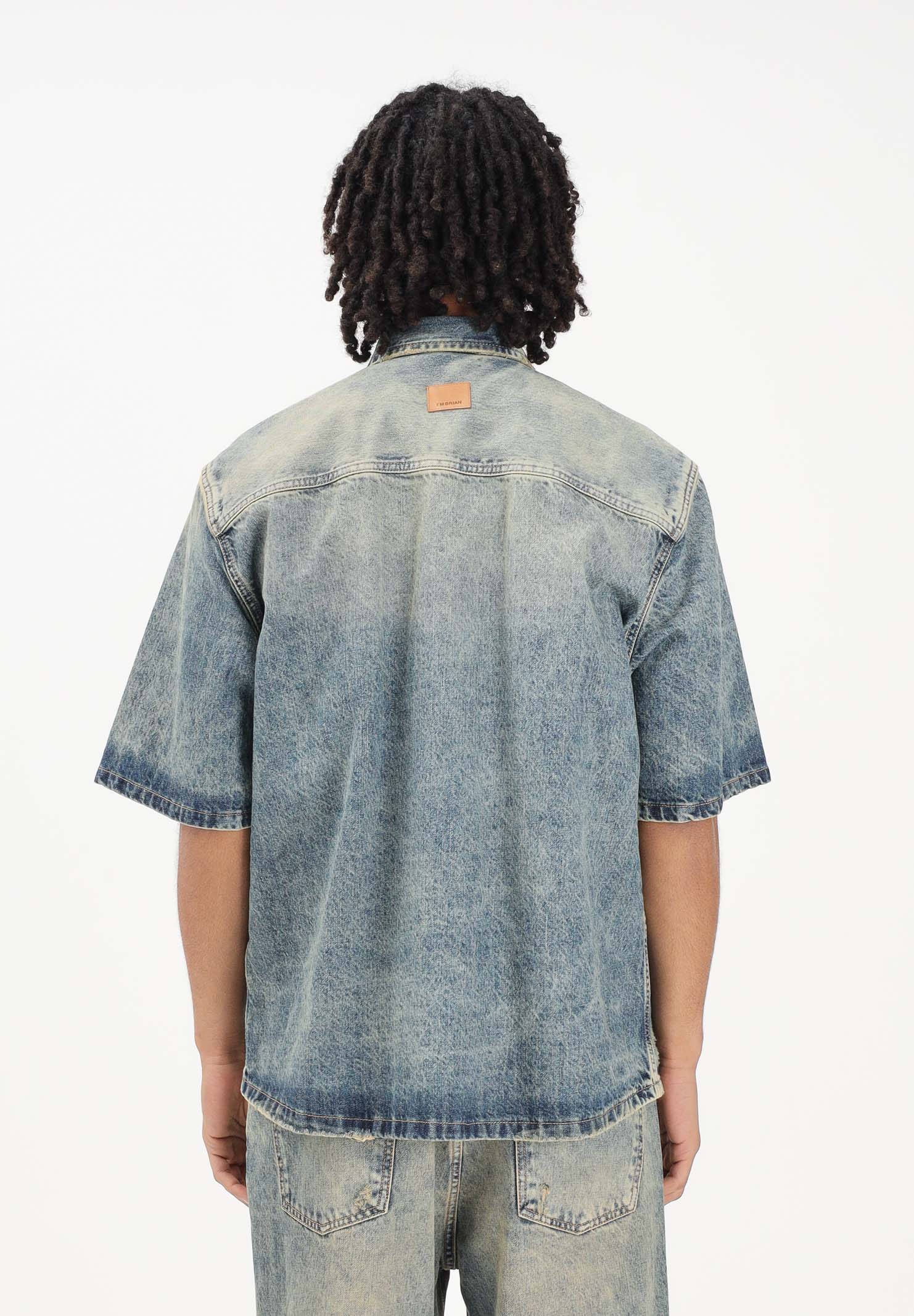 I'M BRIAN Camicia a manica corta in denim sabbiato da uomo CA3653 0028 I'M BRIAN