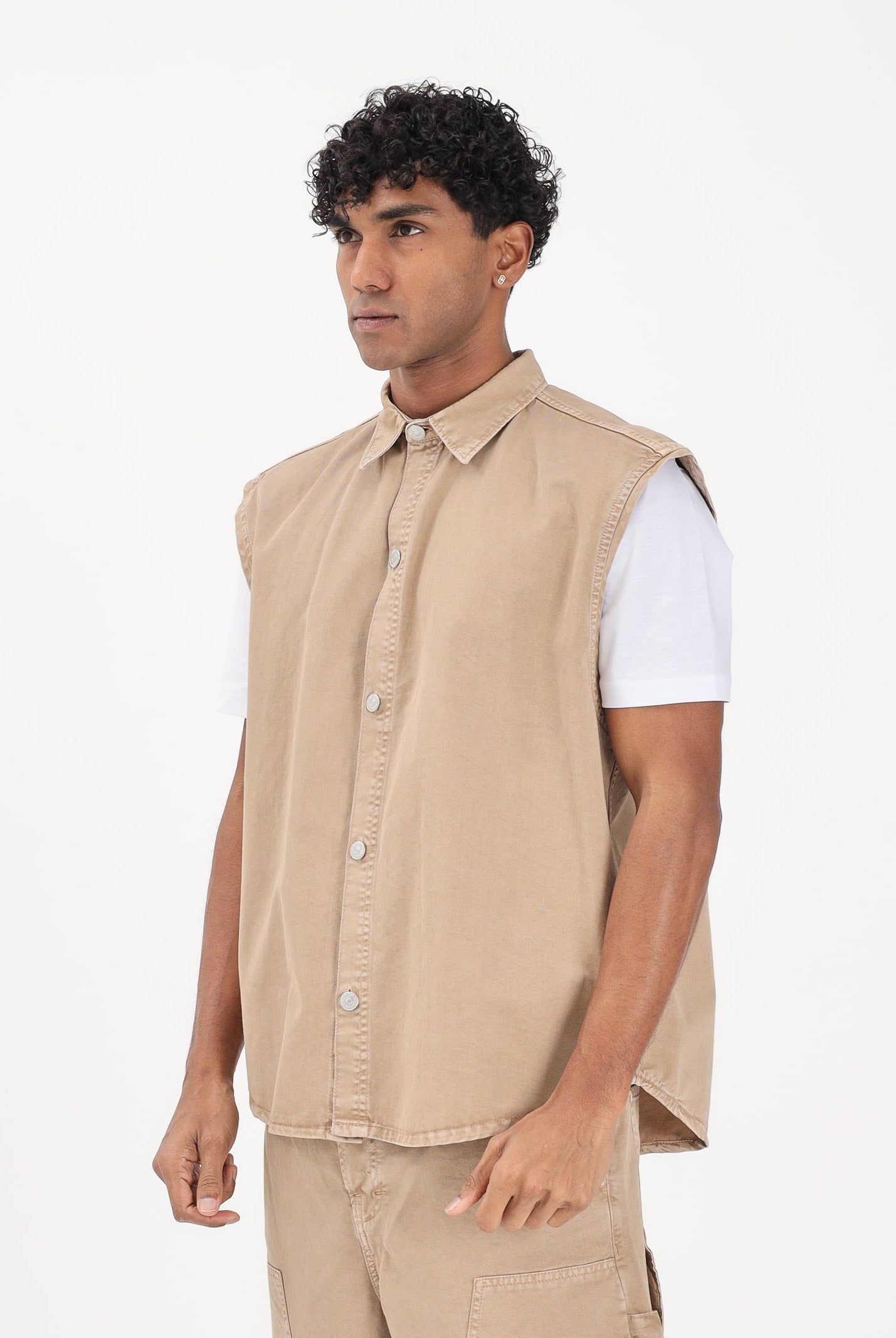 I'M BRIAN Camicia smanicata beige da uomo CA3654 0025 I'M BRIAN