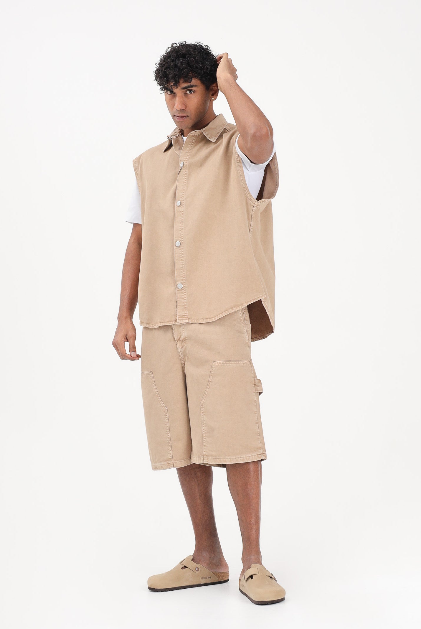 I'M BRIAN Shorts in denim beige da uomo CARPBL726 0025 I'M BRIAN