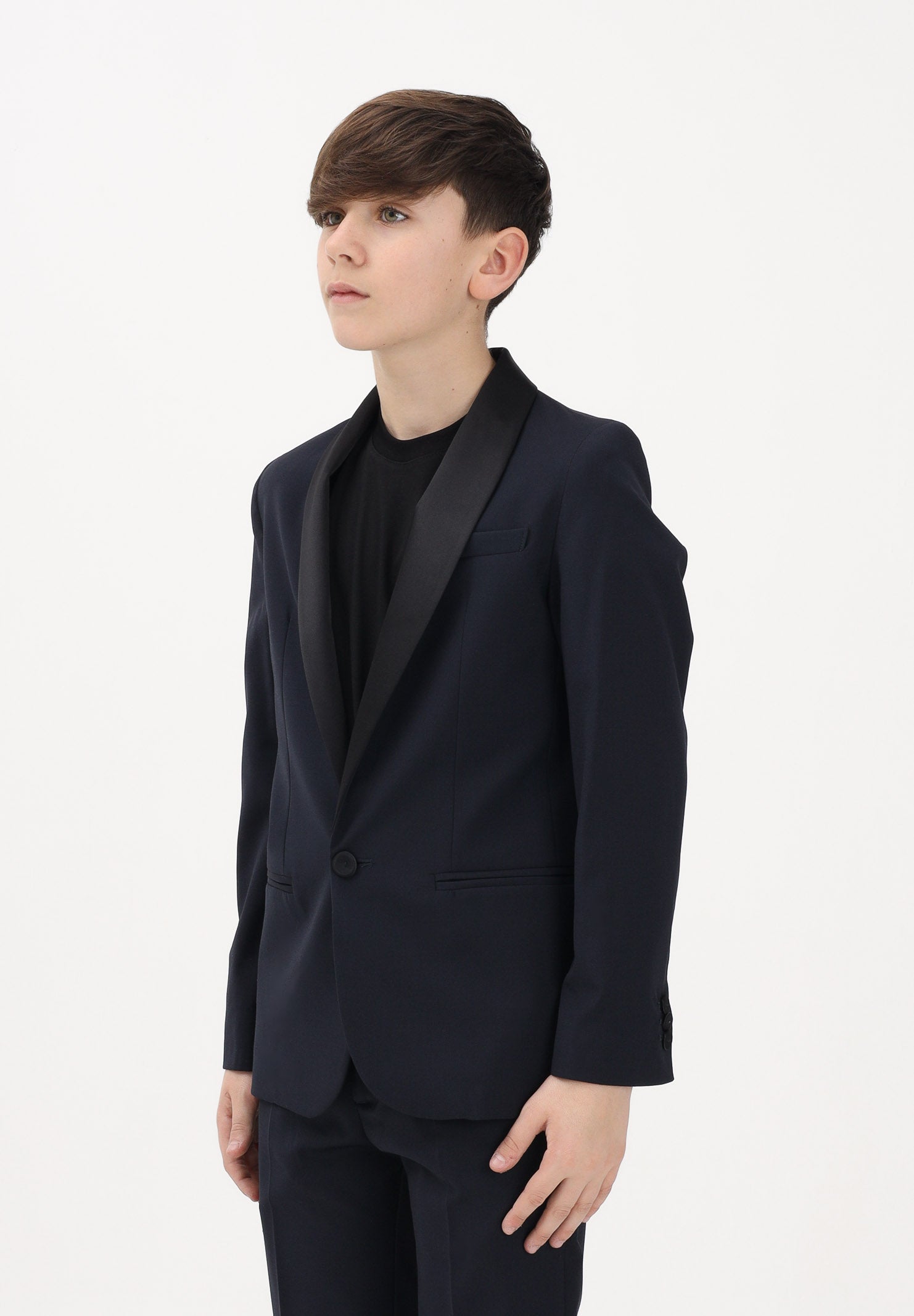 I'M BRIAN Giacca blu da bambino con rever in raso GIA3662J 005 I'M BRIAN
