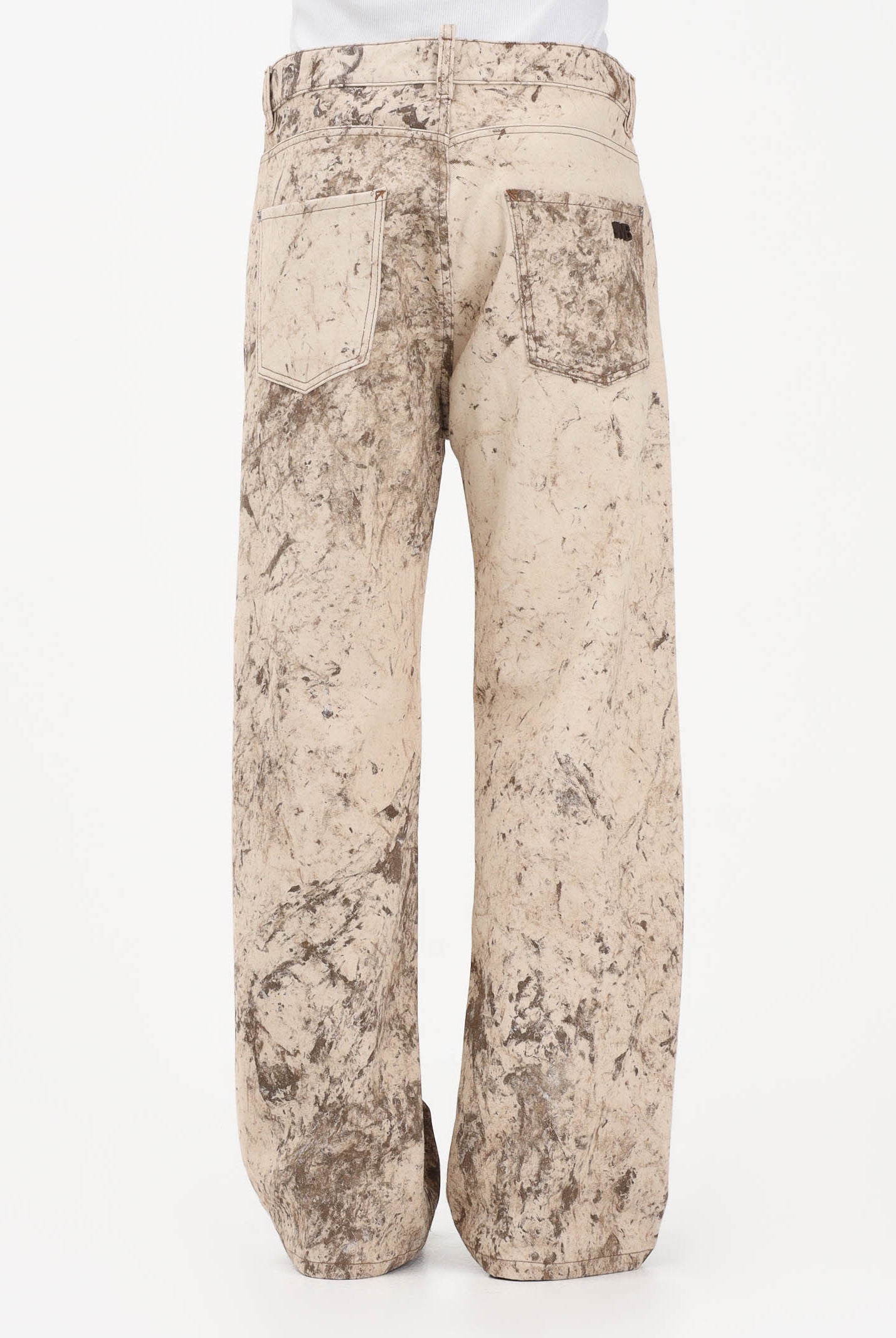 I'M BRIAN Jeans beige da uomo con stampa effetto marmorizzato JASON826 0025 I'M BRIAN