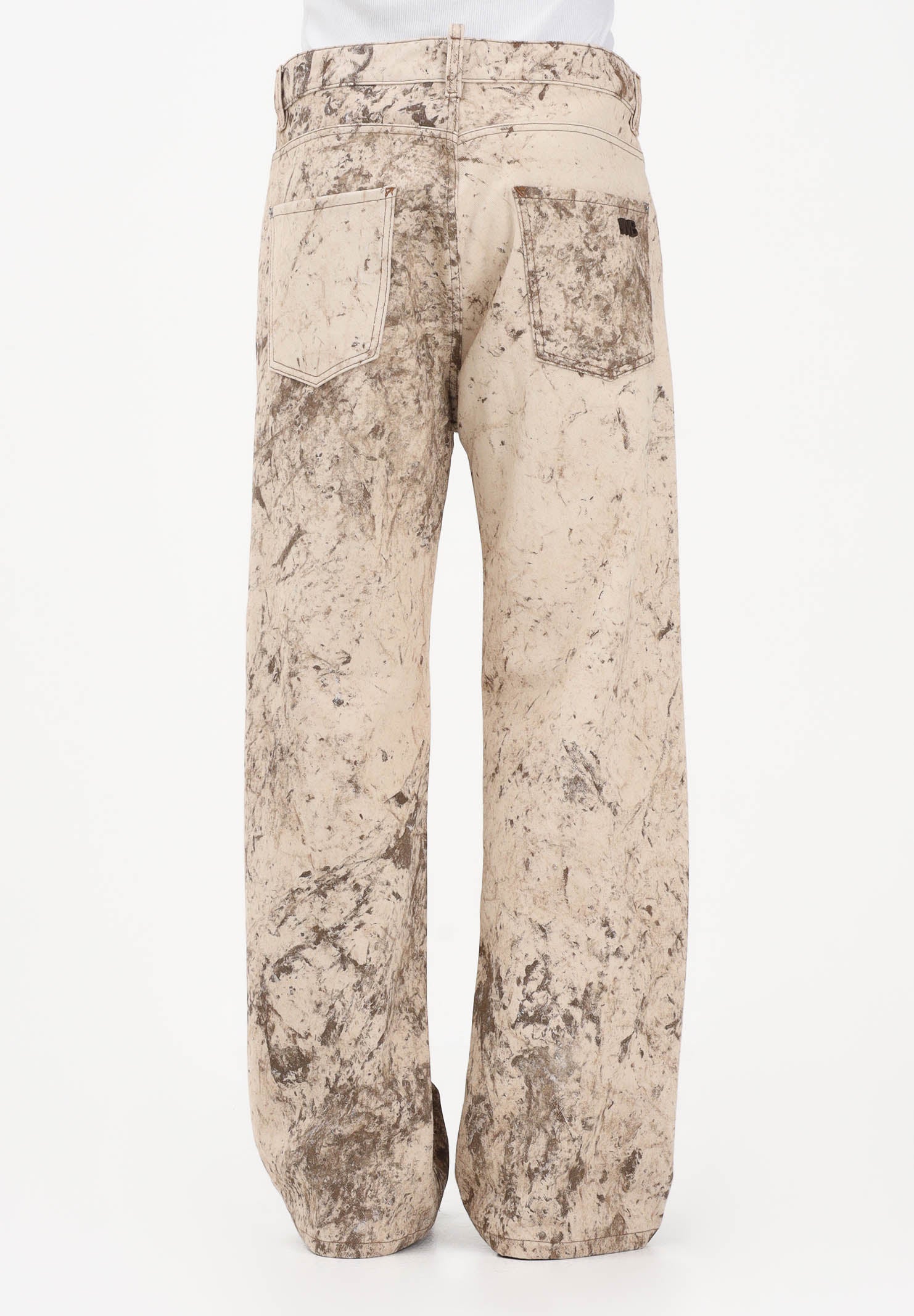 I'M BRIAN Jeans beige da uomo con stampa effetto marmorizzato JASON826 0025 I'M BRIAN