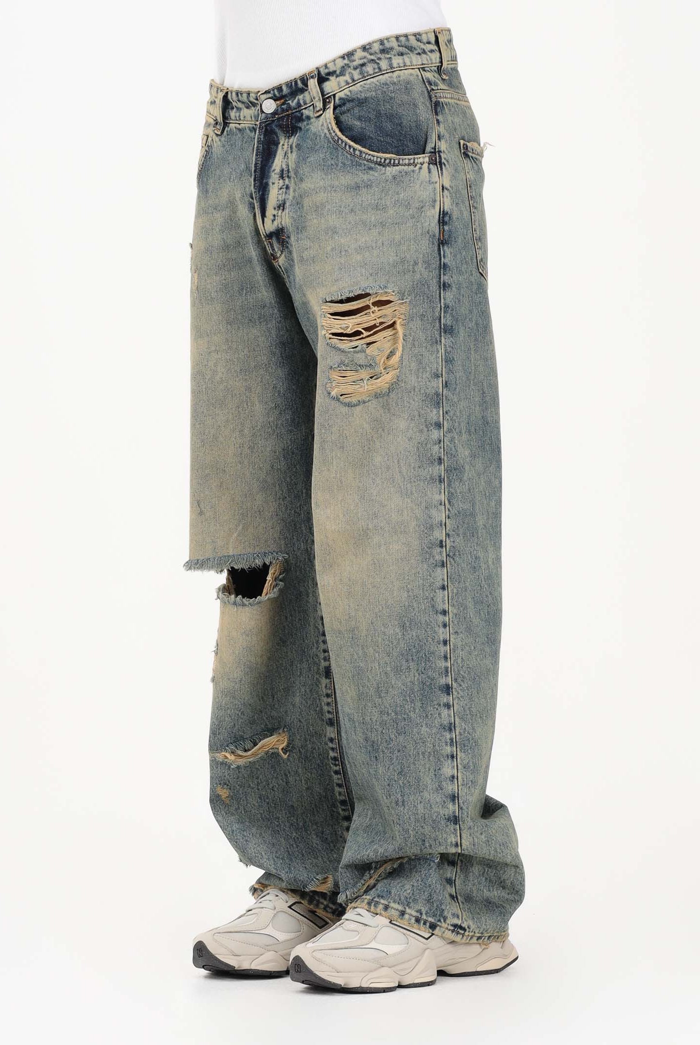 I'M BRIAN Jeans in denim sabbiato da uomo arricchito da strappi e dettagli distressed JASONL126 L126 I'M BRIAN