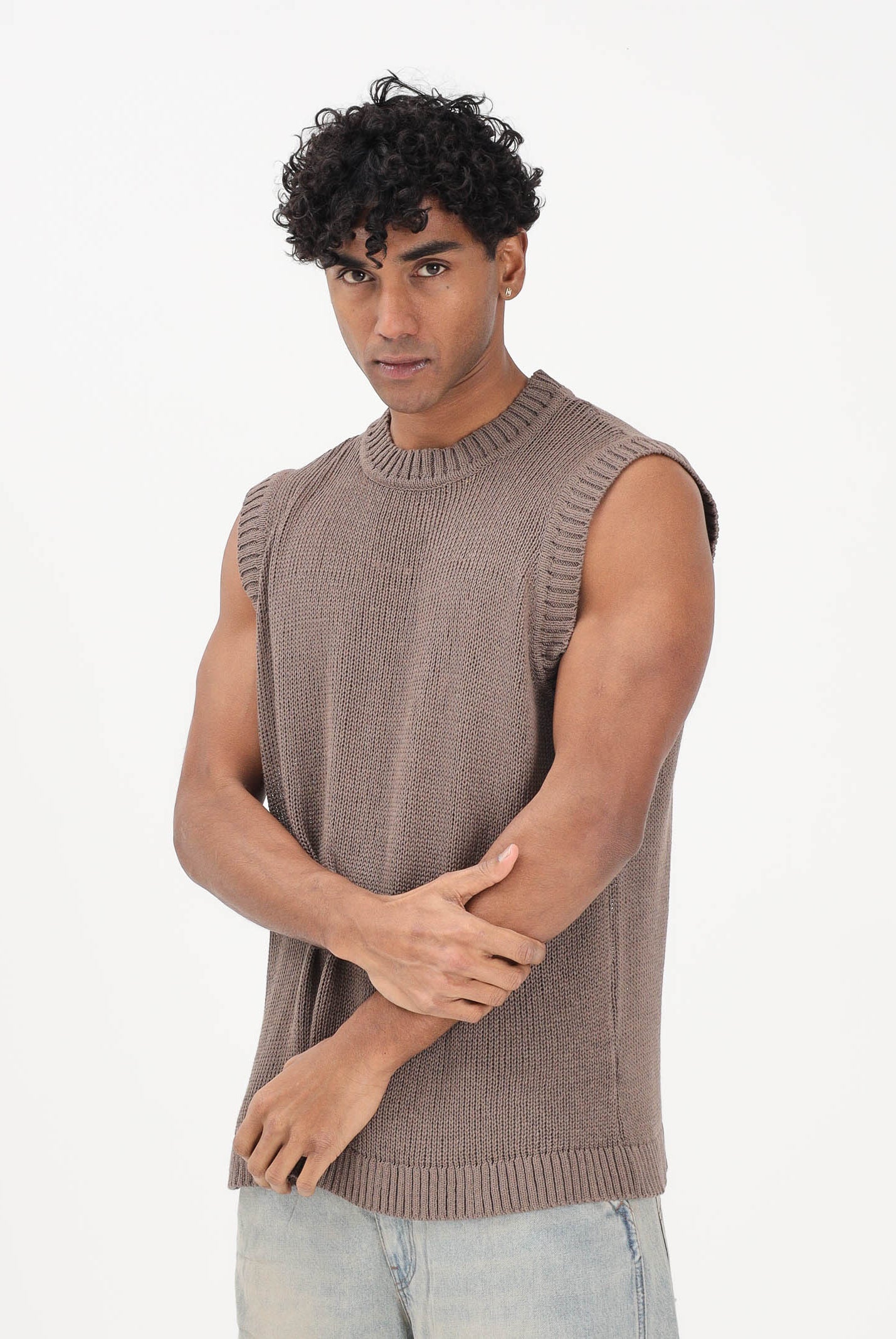 I'M BRIAN Gilet in maglia marrone da uomo MA3601 020 I'M BRIAN