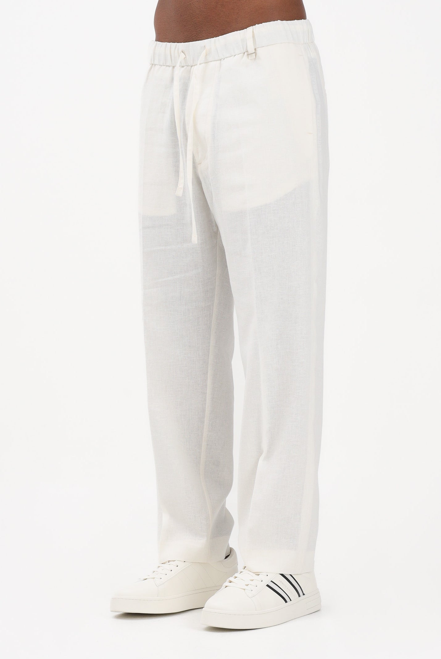I'M BRIAN Pantalone in lino bianco da uomo PA3702 002 I'M BRIAN