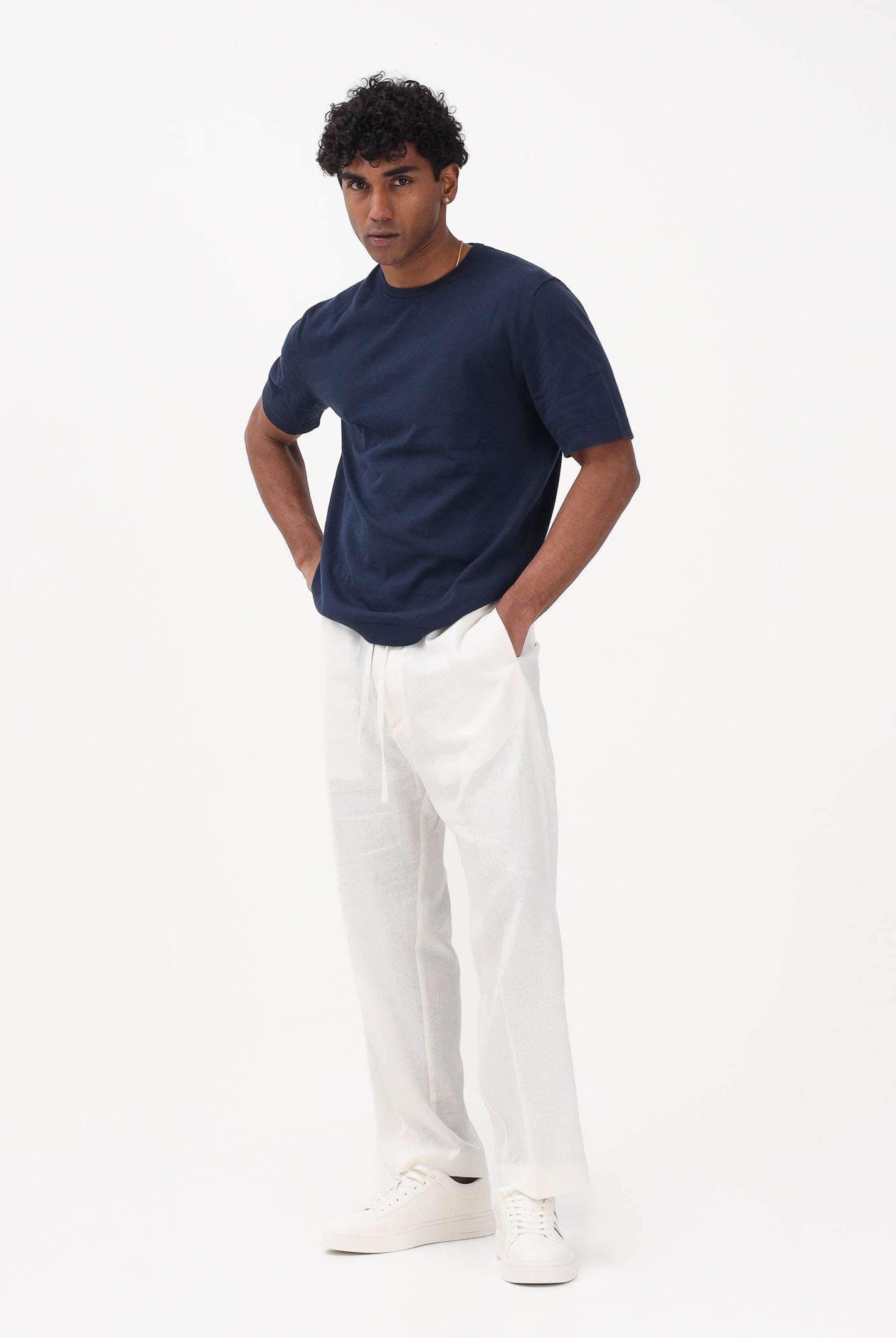 I'M BRIAN Pantalone in lino bianco da uomo PA3702 002 I'M BRIAN