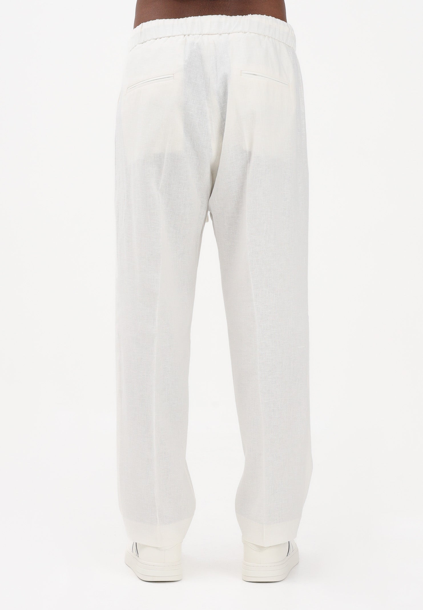 I'M BRIAN Pantalone in lino bianco da uomo PA3702 002 I'M BRIAN