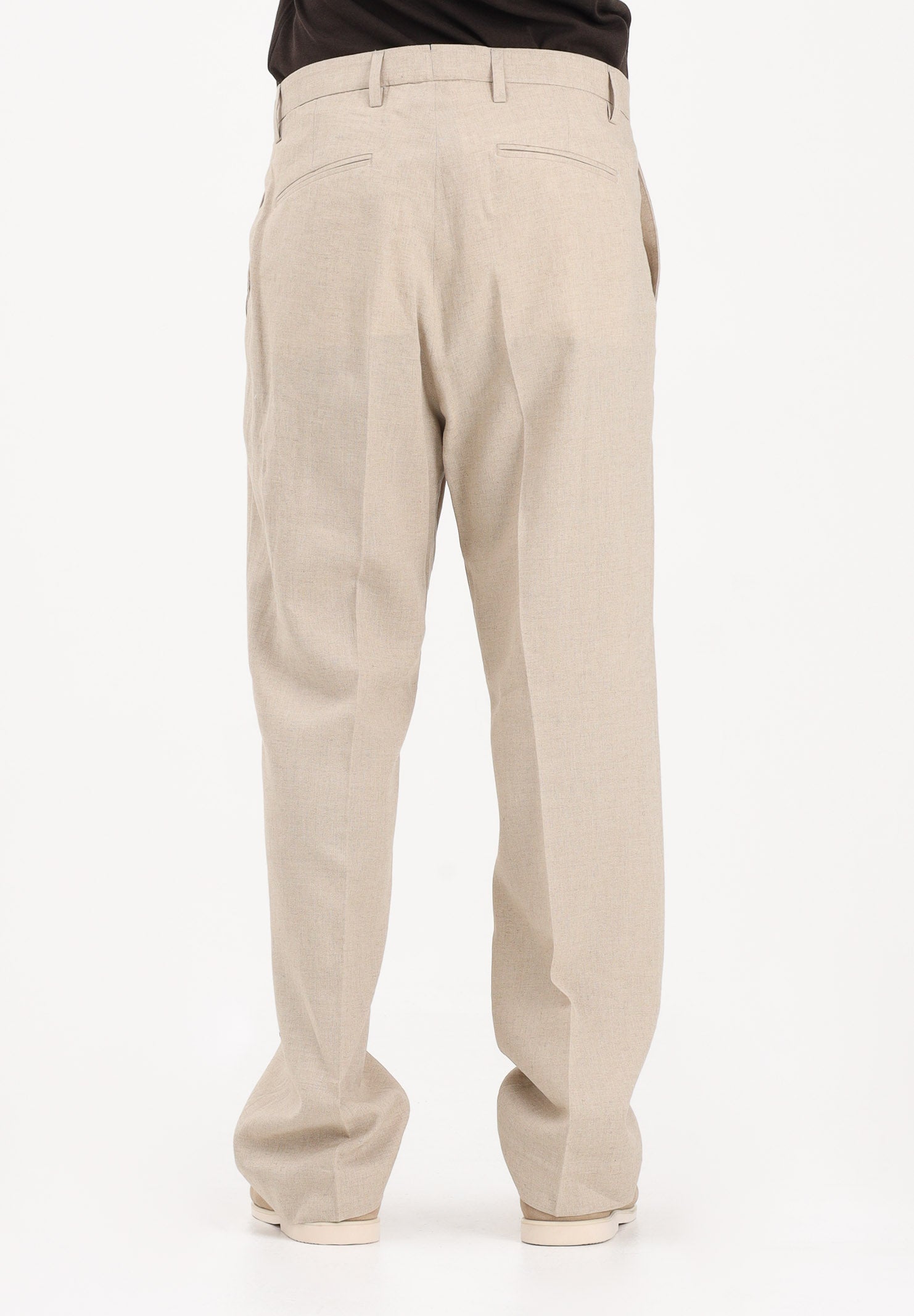 I'M BRIAN Pantalone in lino beige da uomo PA3703 0025 I'M BRIAN