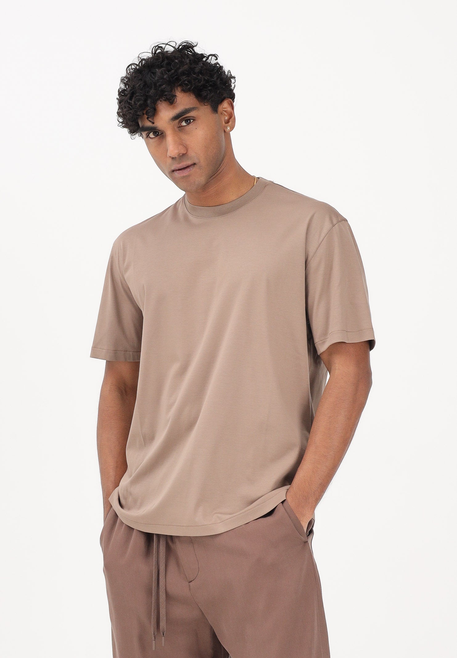 I'M BRIAN T-shirt a manica corta marrone da uomo TS3742 TA I'M BRIAN