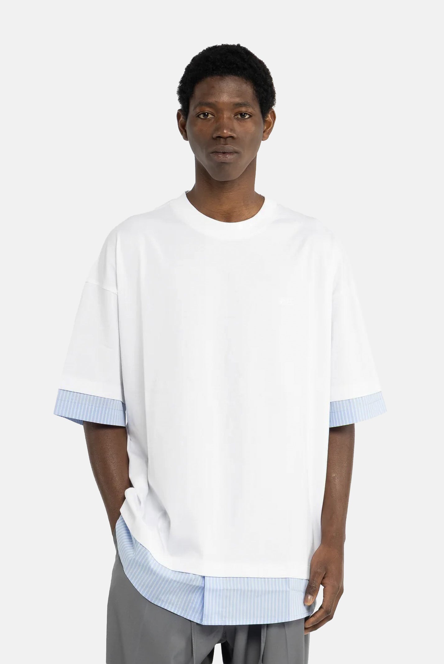 I'M BRIAN t-shirt uomo oversize in cotone a contrasto bianco uomo. TS3745 BI I'M BRIAN