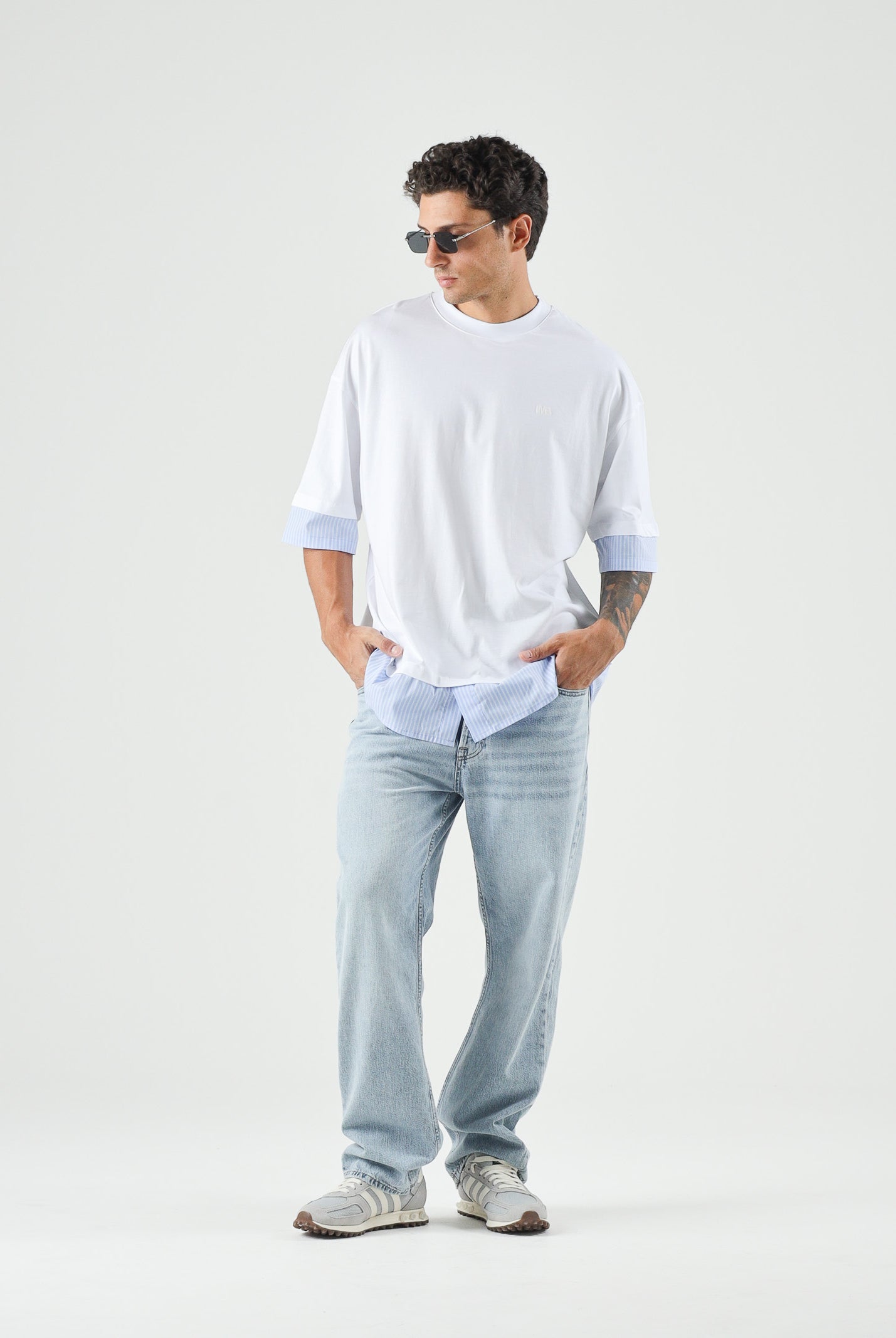 I'M BRIAN t-shirt uomo oversize in cotone a contrasto bianco uomo. TS3745 BI I'M BRIAN