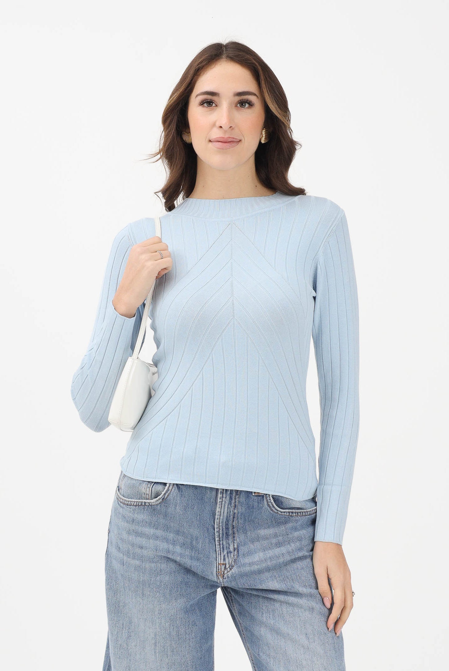 JDY Maglioncino girocollo celeste da donna 15207694 CABL JDY
