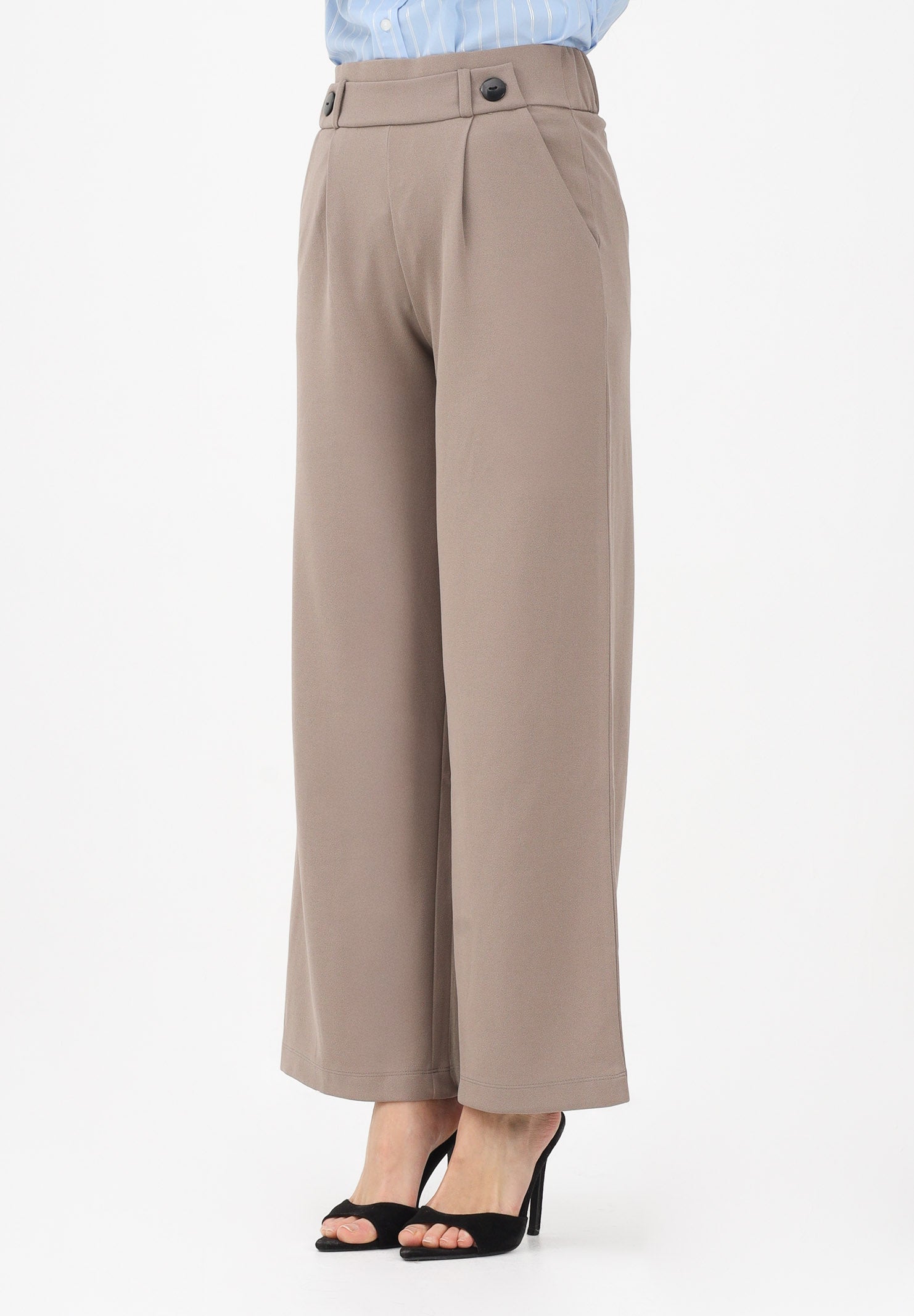 JDY Pantalone marrone da donna a vita alta 15208430 DRBL JDY