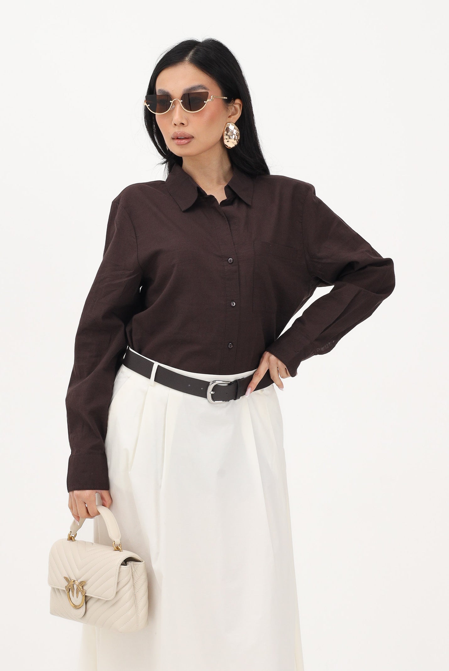 JDY Camicia a manica lunga marrone da donna 15351414 CHTO JDY