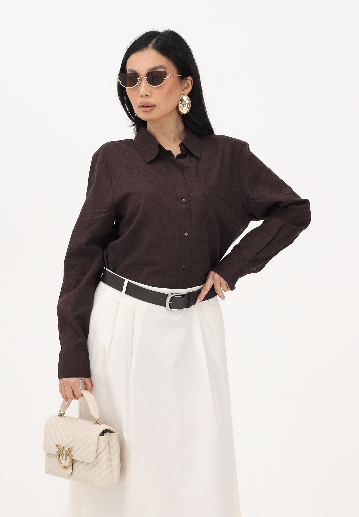 JDY Camicia a manica lunga marrone da donna 15351414 CHTO JDY