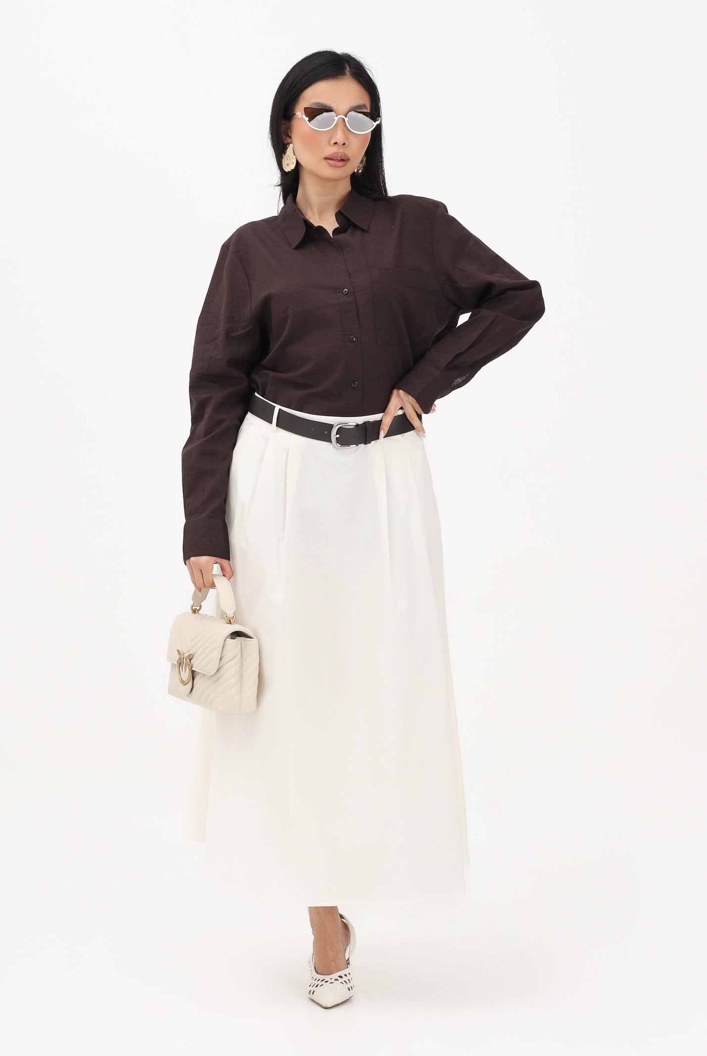 JDY Camicia a manica lunga marrone da donna 15351414 CHTO JDY