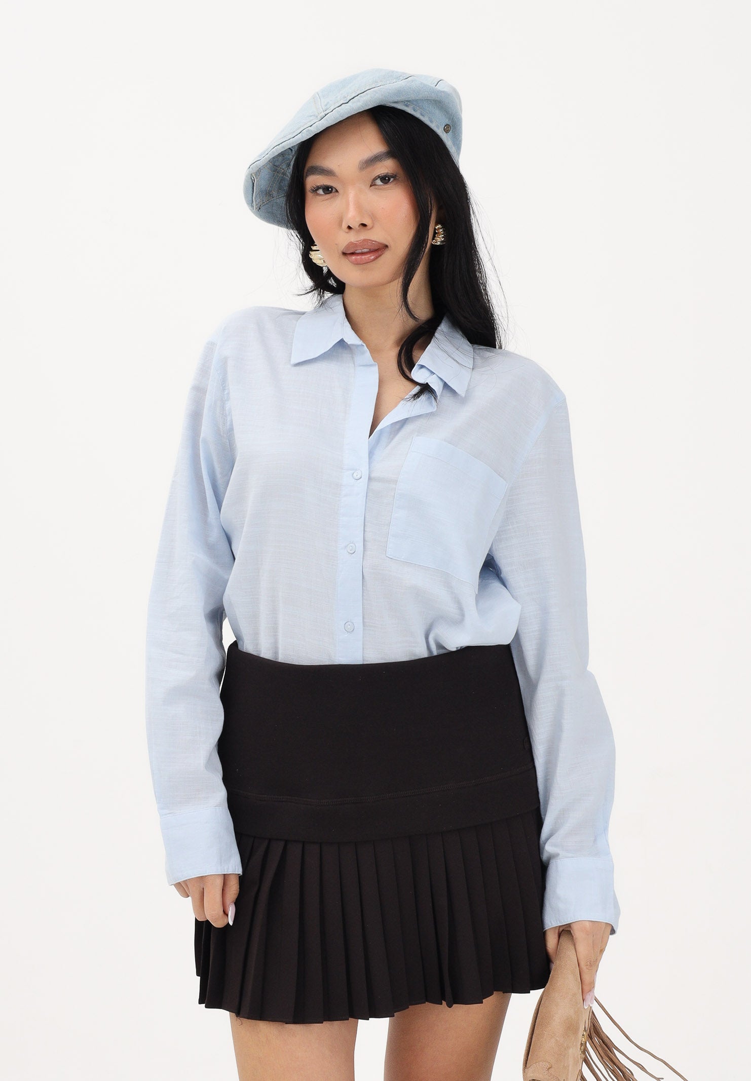JDY Camicia a manica lunga celeste da donna 15351414 KEBL JDY