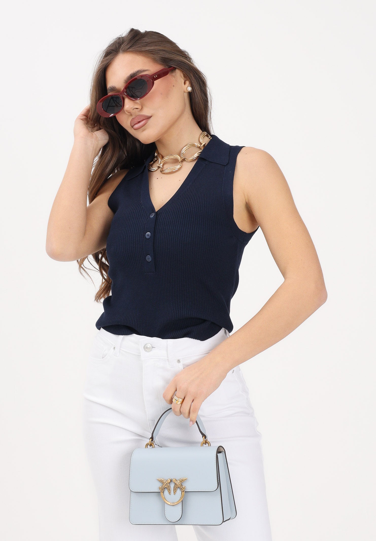 JDY Top in maglia blu da donna 15351433 BLIR JDY