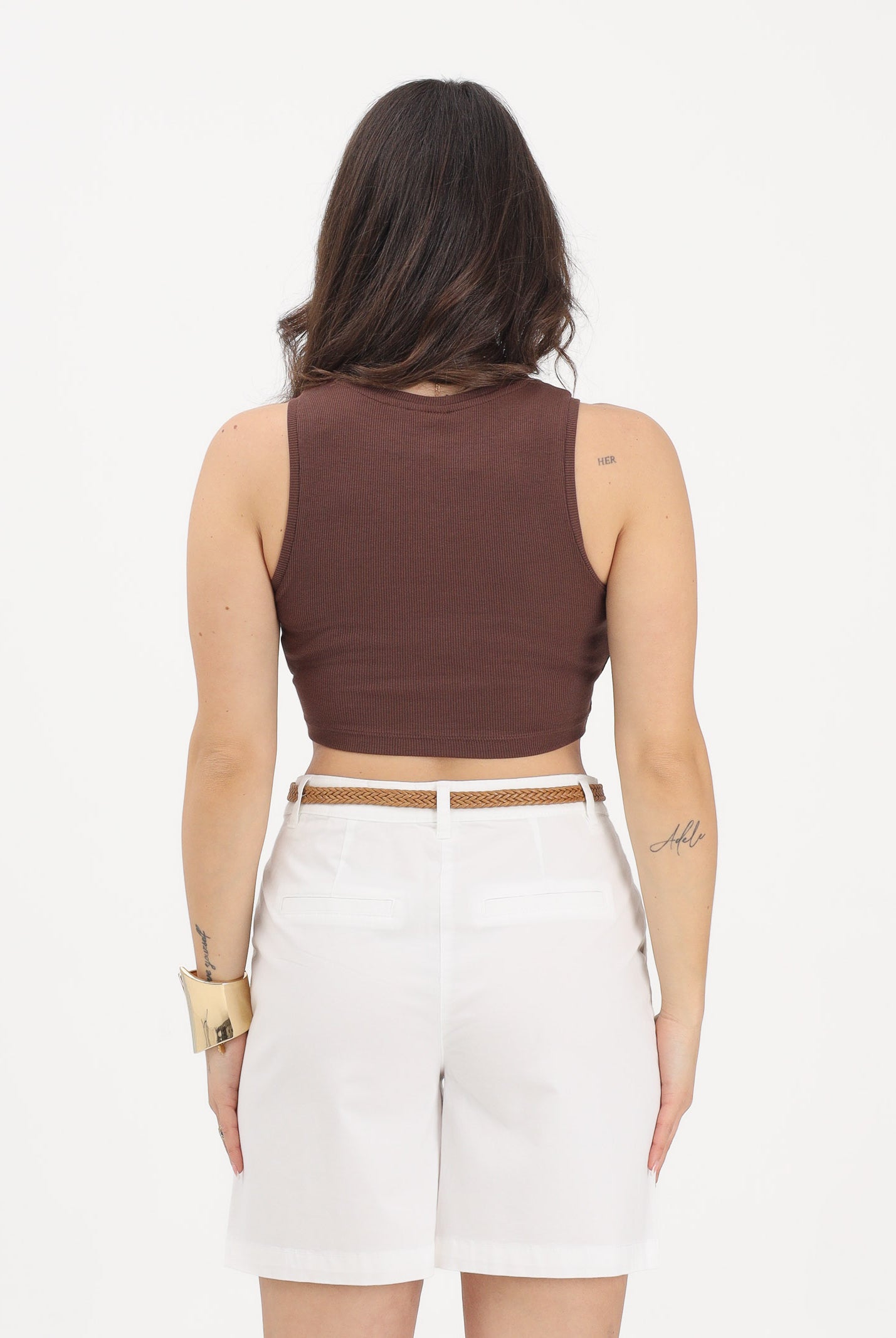 JDY Canotta crop marrone da donna 15352287 CHCO JDY