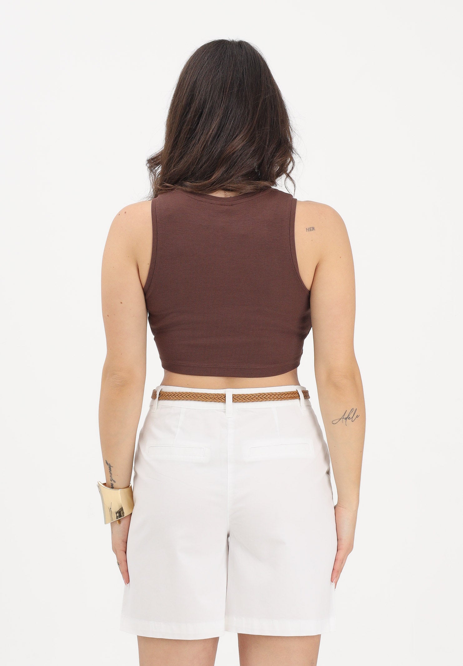JDY Canotta crop marrone da donna 15352287 CHCO JDY
