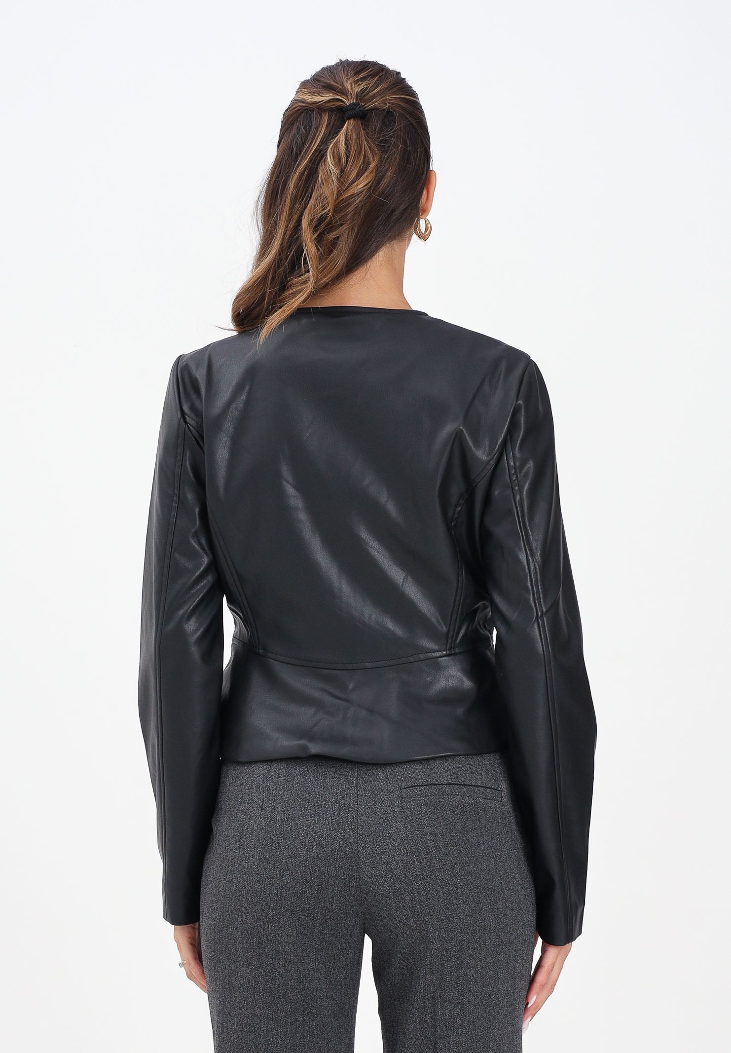 JDY Giubbotto in ecopelle nero da donna 15353991 Black JDY