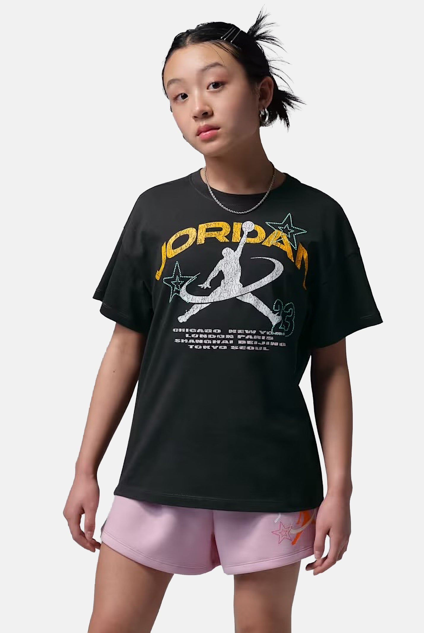 JORDAN T-shirt a manica corta Geo World Tour nera da bambina 45F790 G0T JORDAN