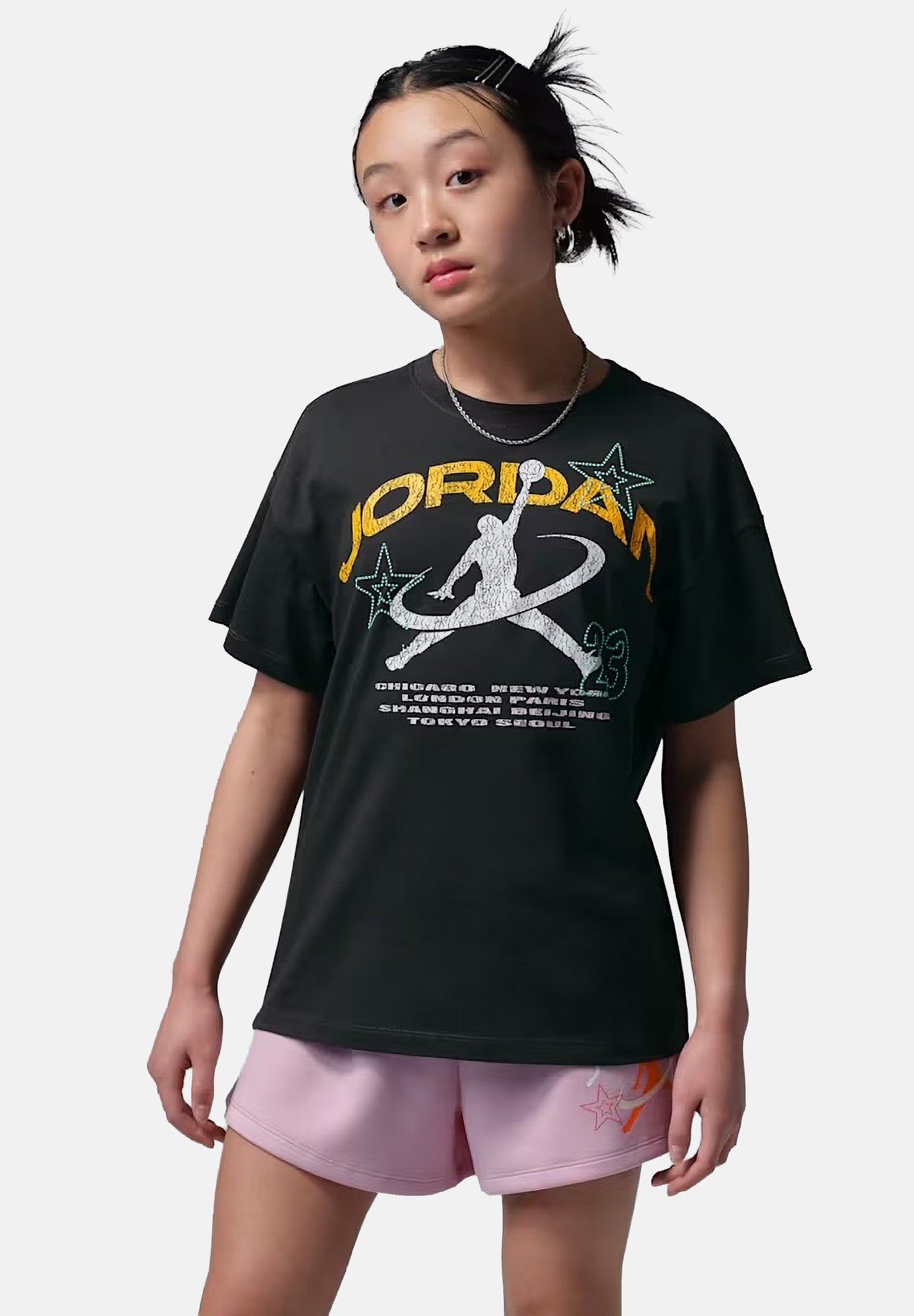 JORDAN T-shirt a manica corta Geo World Tour nera da bambina 45F790 G0T JORDAN
