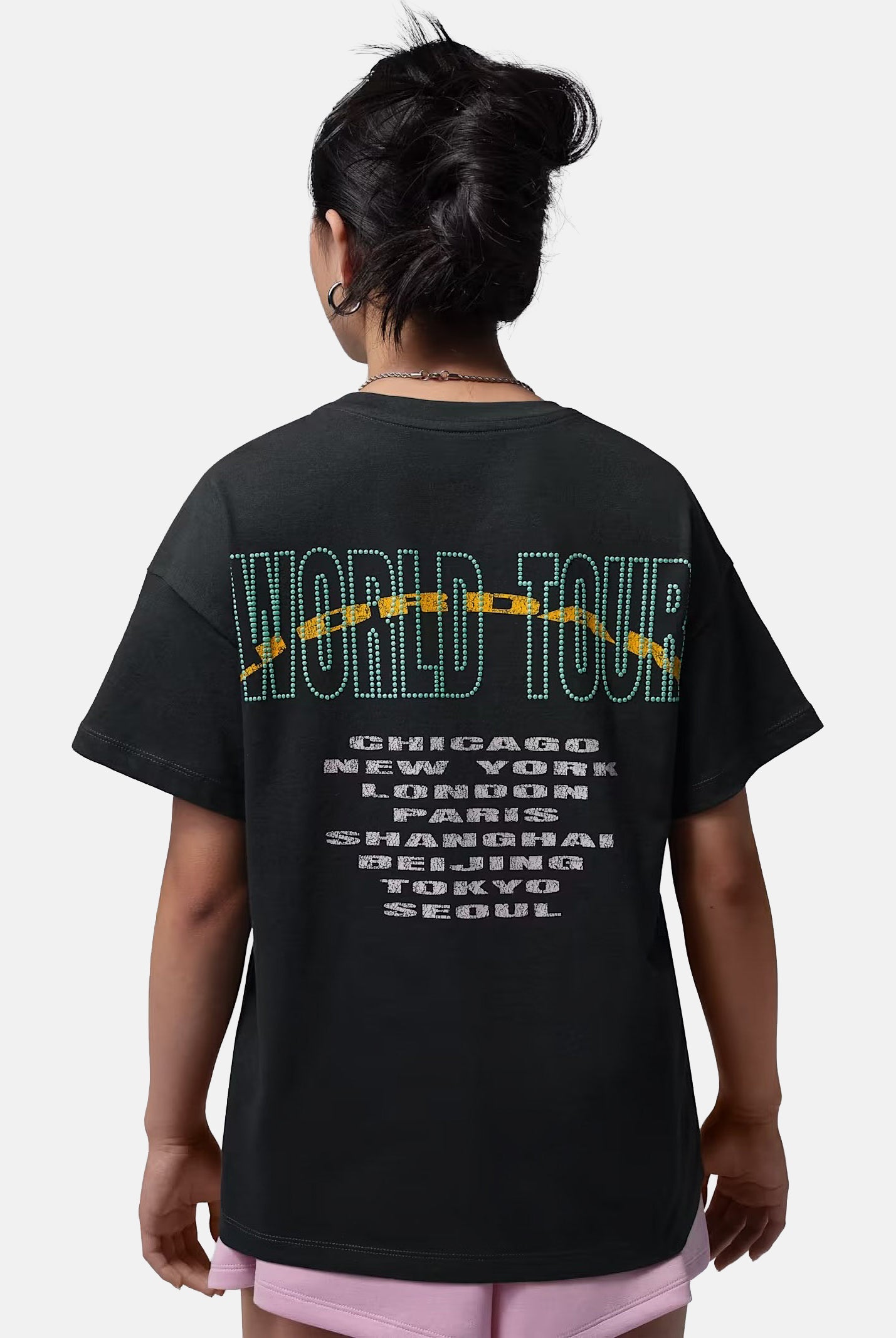 JORDAN T-shirt a manica corta Geo World Tour nera da bambina 45F790 G0T JORDAN