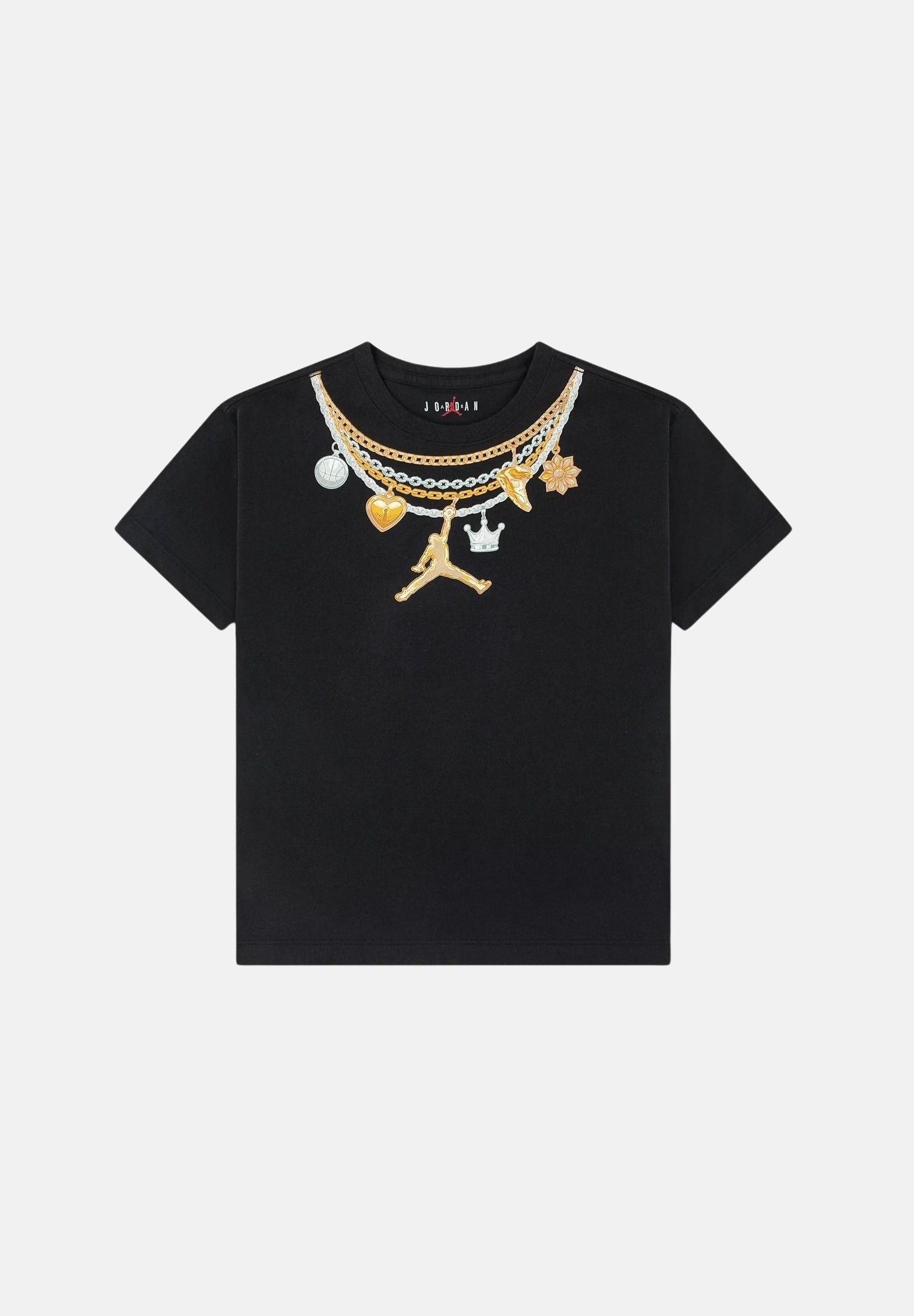JORDAN T-shirt a manica corta Charm Necklace nera per bambino e bambina 45F861 023 JORDAN
